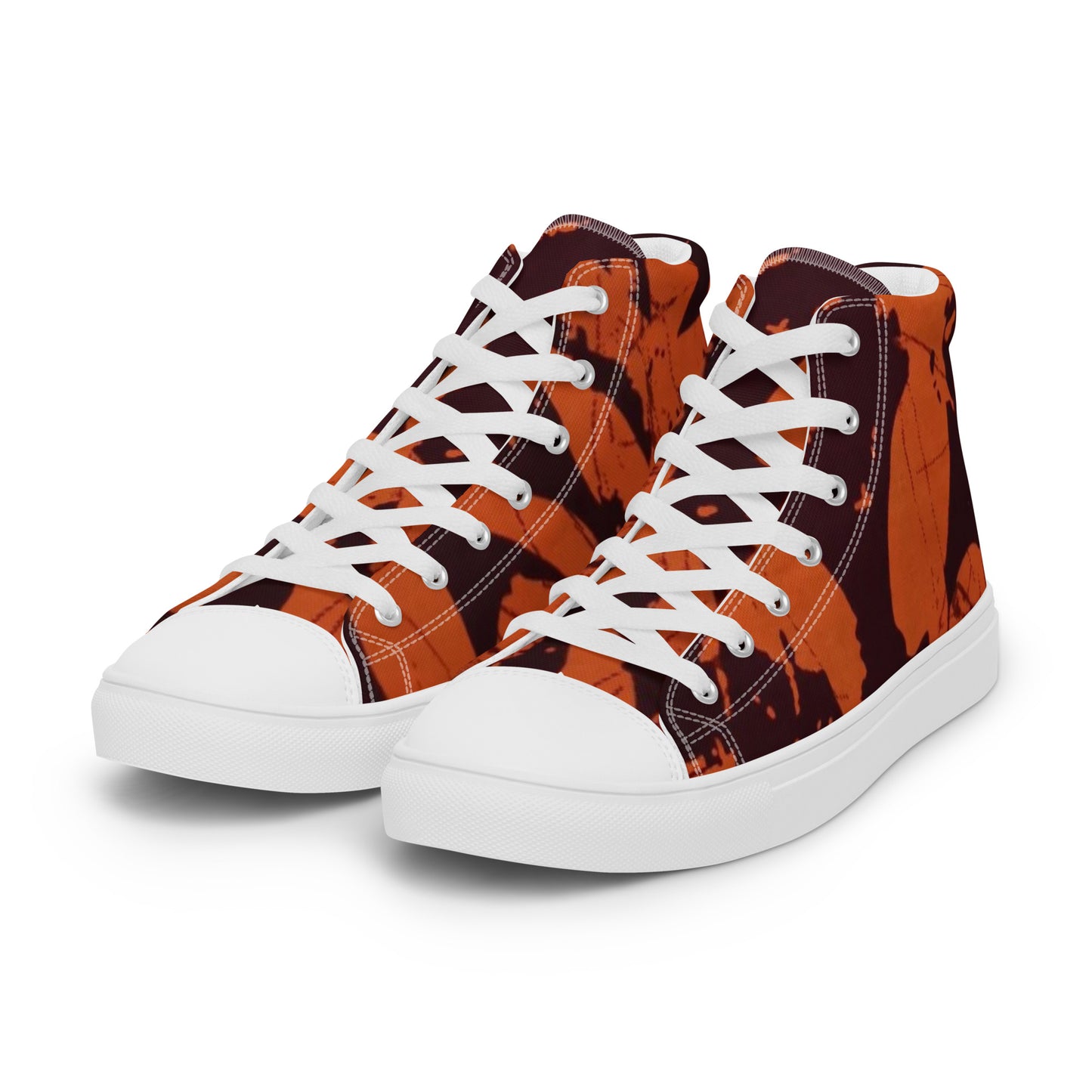 Orange Adire Men’s high top canvas shoes