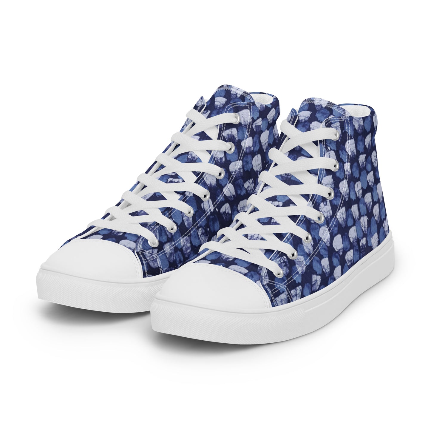 Blue Dotted Men’s high top canvas shoes