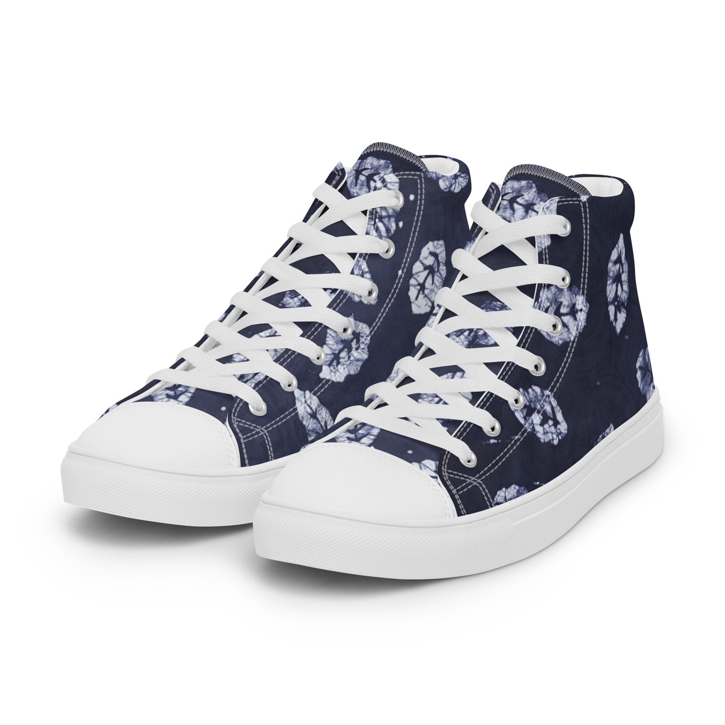 Indigo Leaf Men’s high top canvas shoes