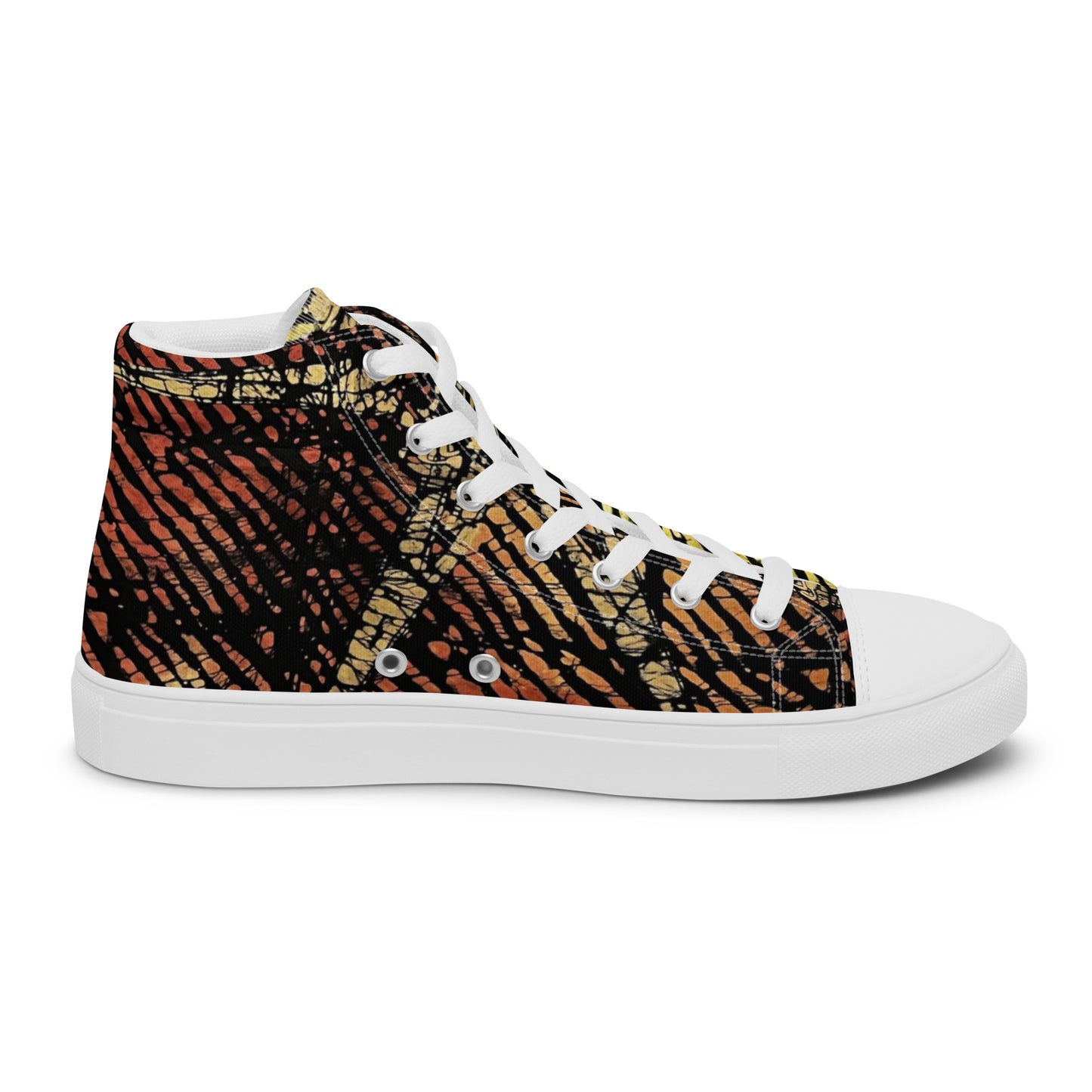 Yellow Orange Aztec Ankara Men’s high top canvas shoes