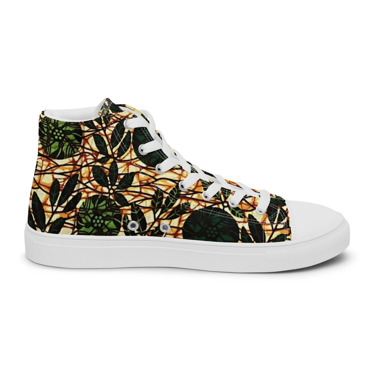 Green Leaf Wine Ankara Men’s high top canvas shoes