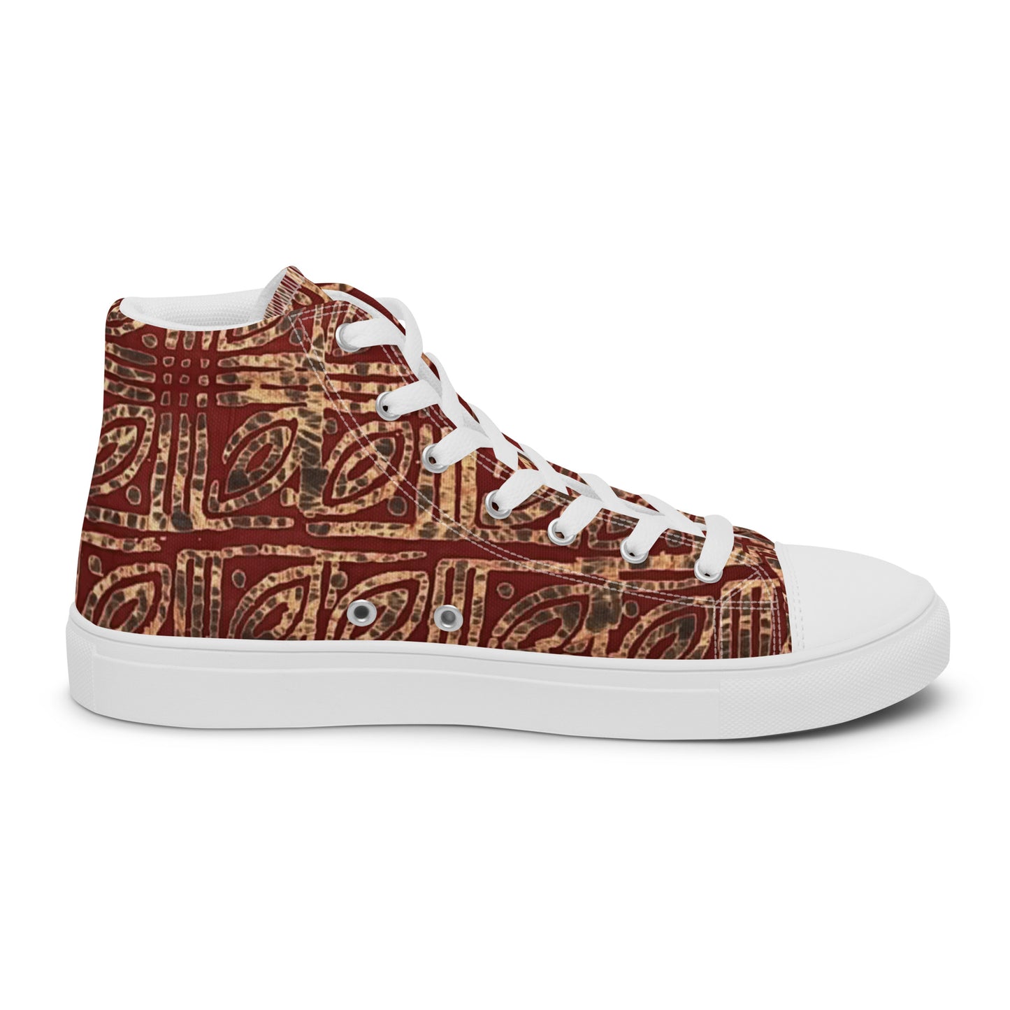 Copper And Gold Adire Men’s High Top Canvas Shoes