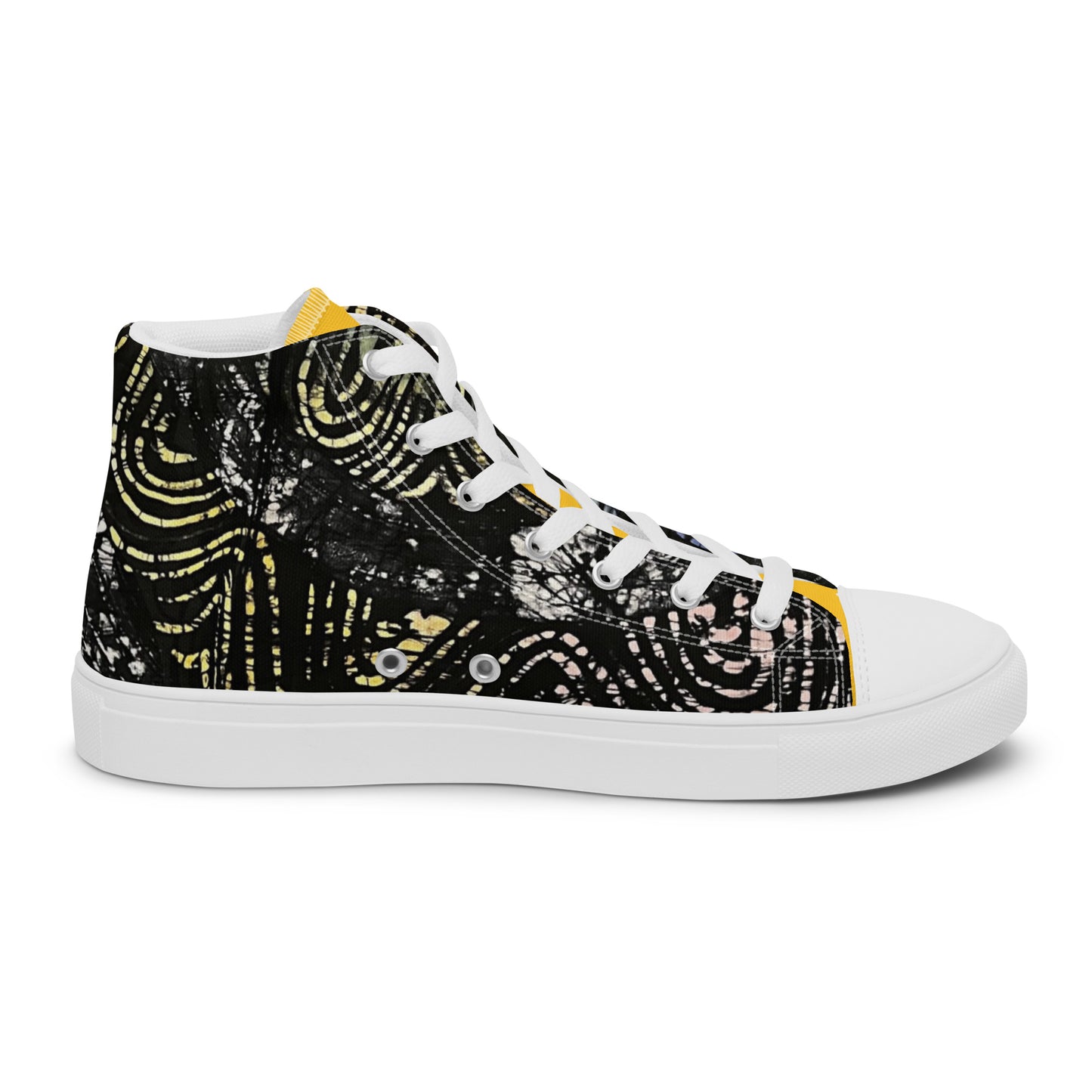 Circles And Swirls Indigo Adire Men’s High Top Canvas Shoes