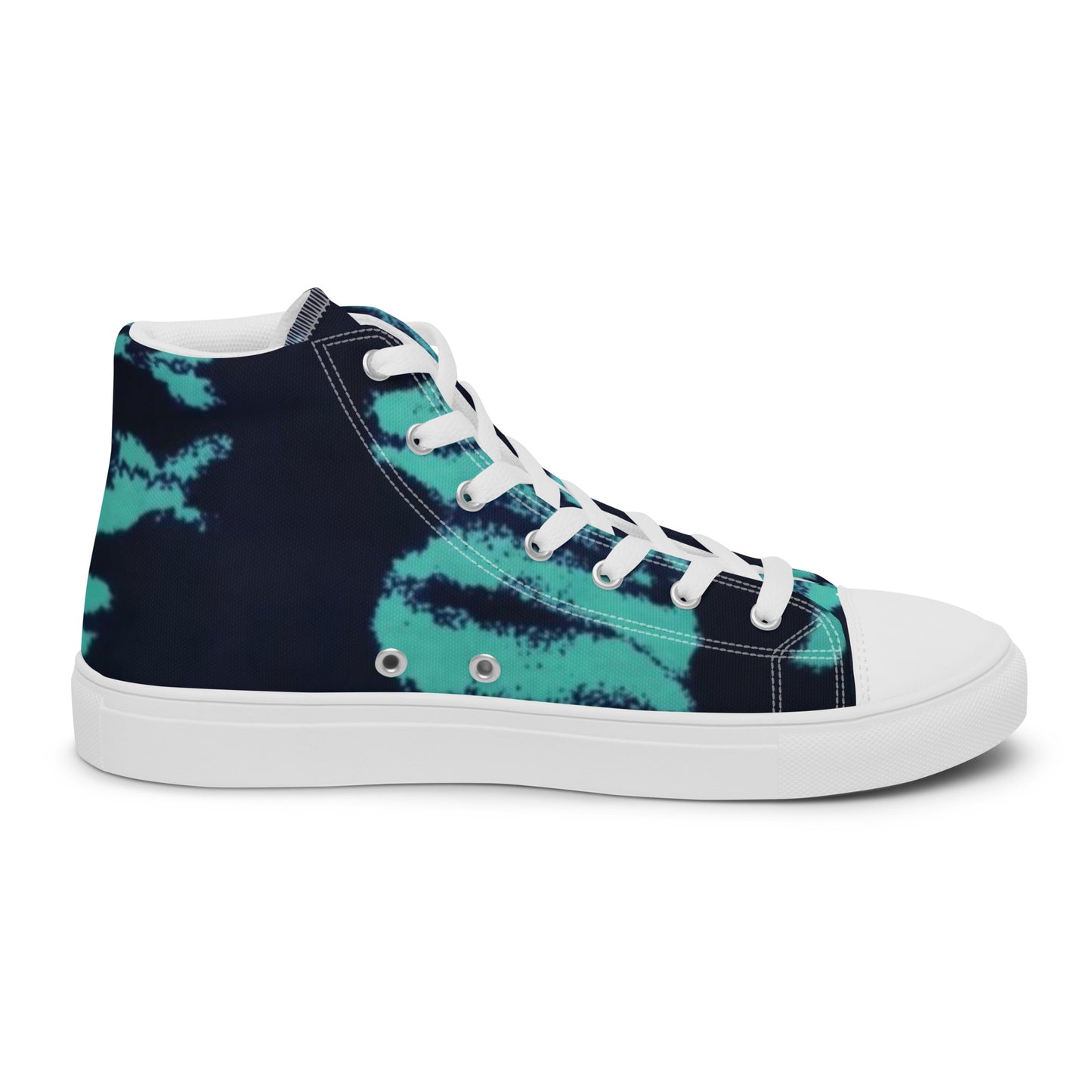 Turquoise Adire Ankara Men’s high top canvas shoes