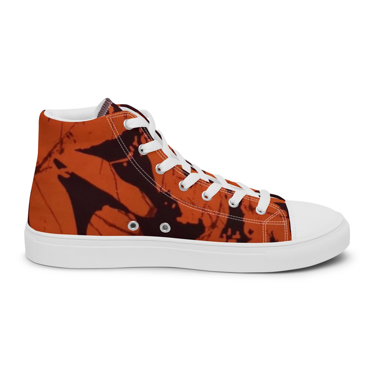 Orange Adire Men’s high top canvas shoes