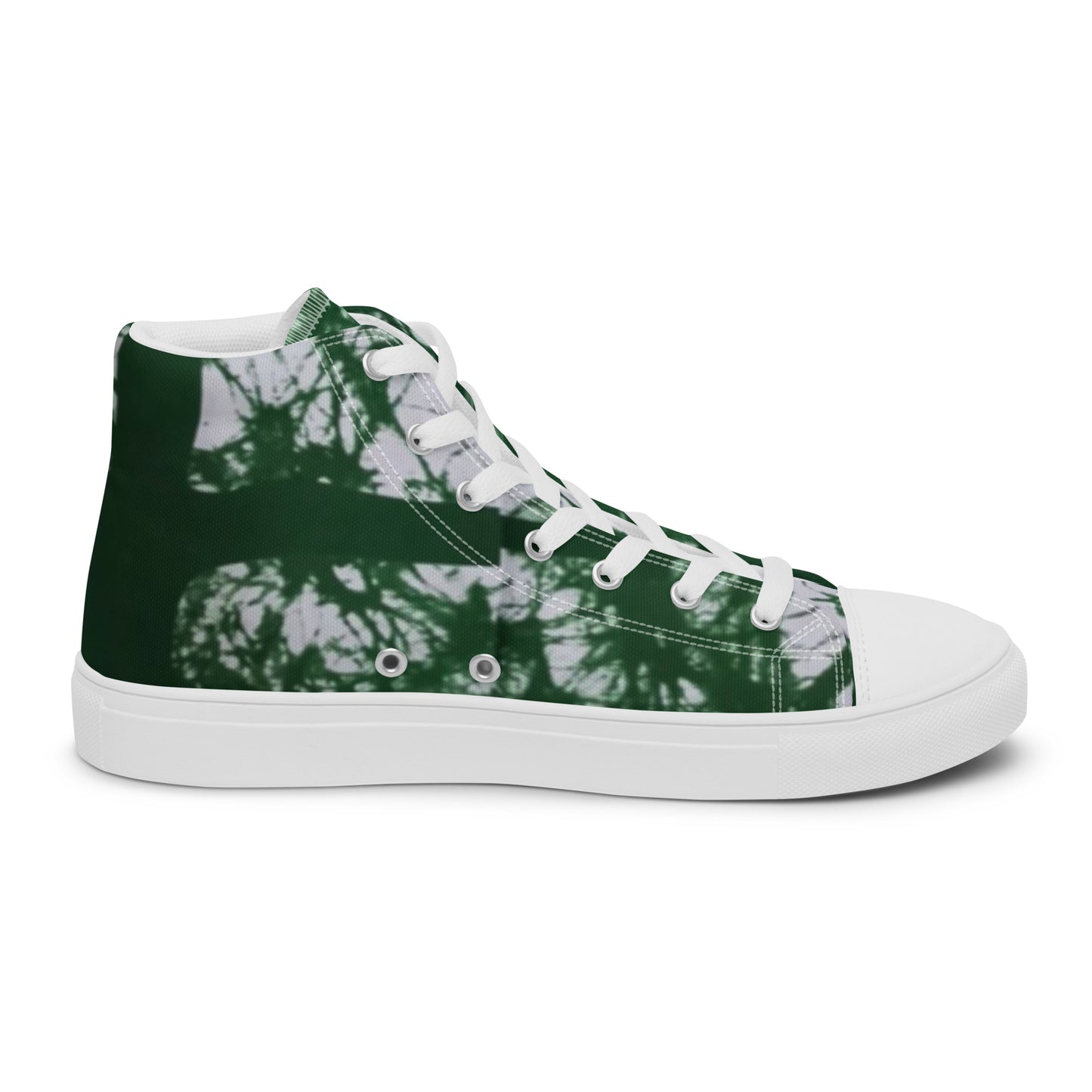 Green Adire Ankara Men’s high top canvas shoes