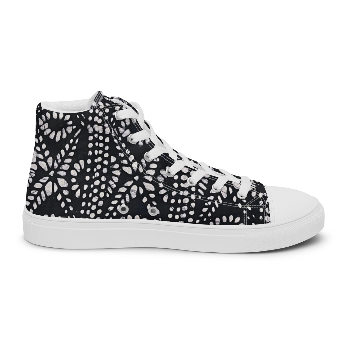 Black & White Abstract Aztec Adire Men’s high top canvas shoes