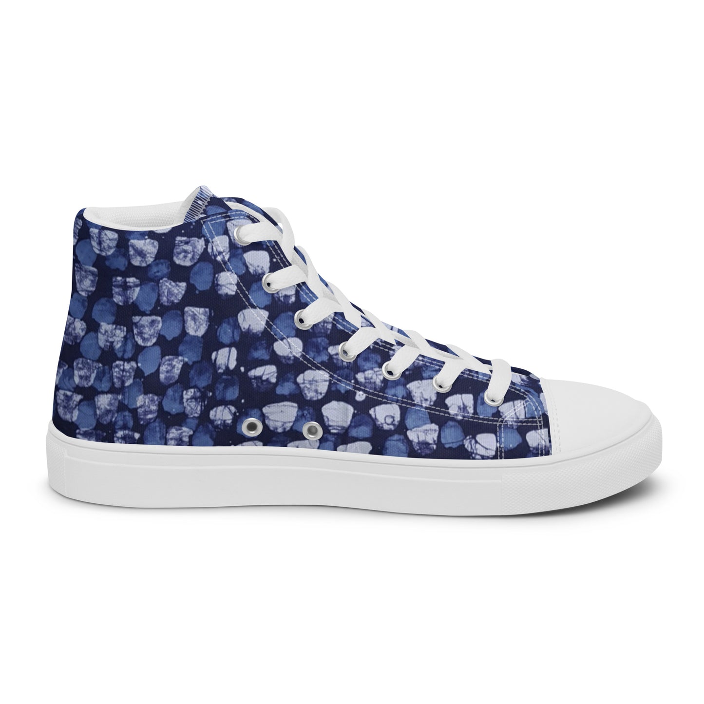 Blue Dotted Men’s high top canvas shoes