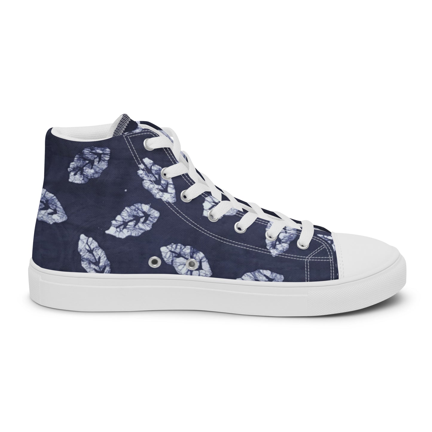 Indigo Leaf Men’s high top canvas shoes