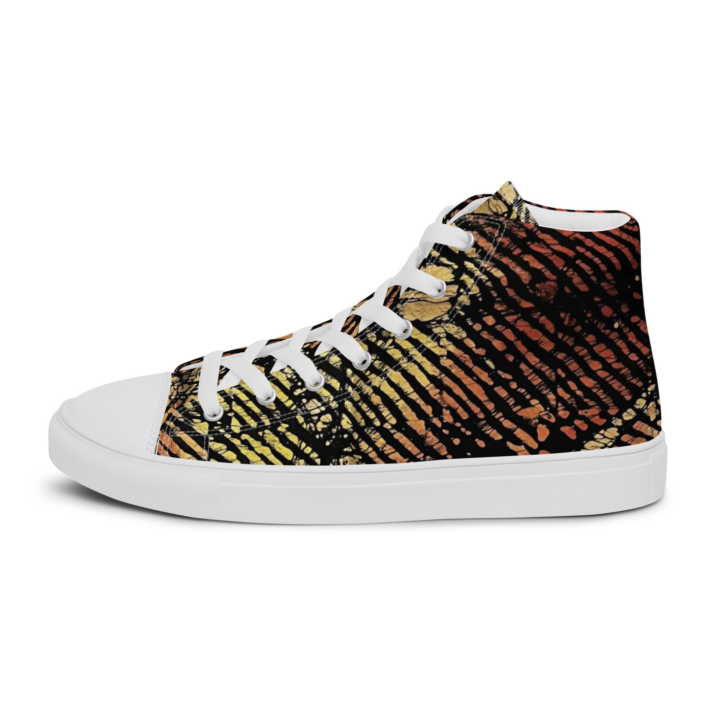 Yellow Orange Aztec Ankara Men’s high top canvas shoes