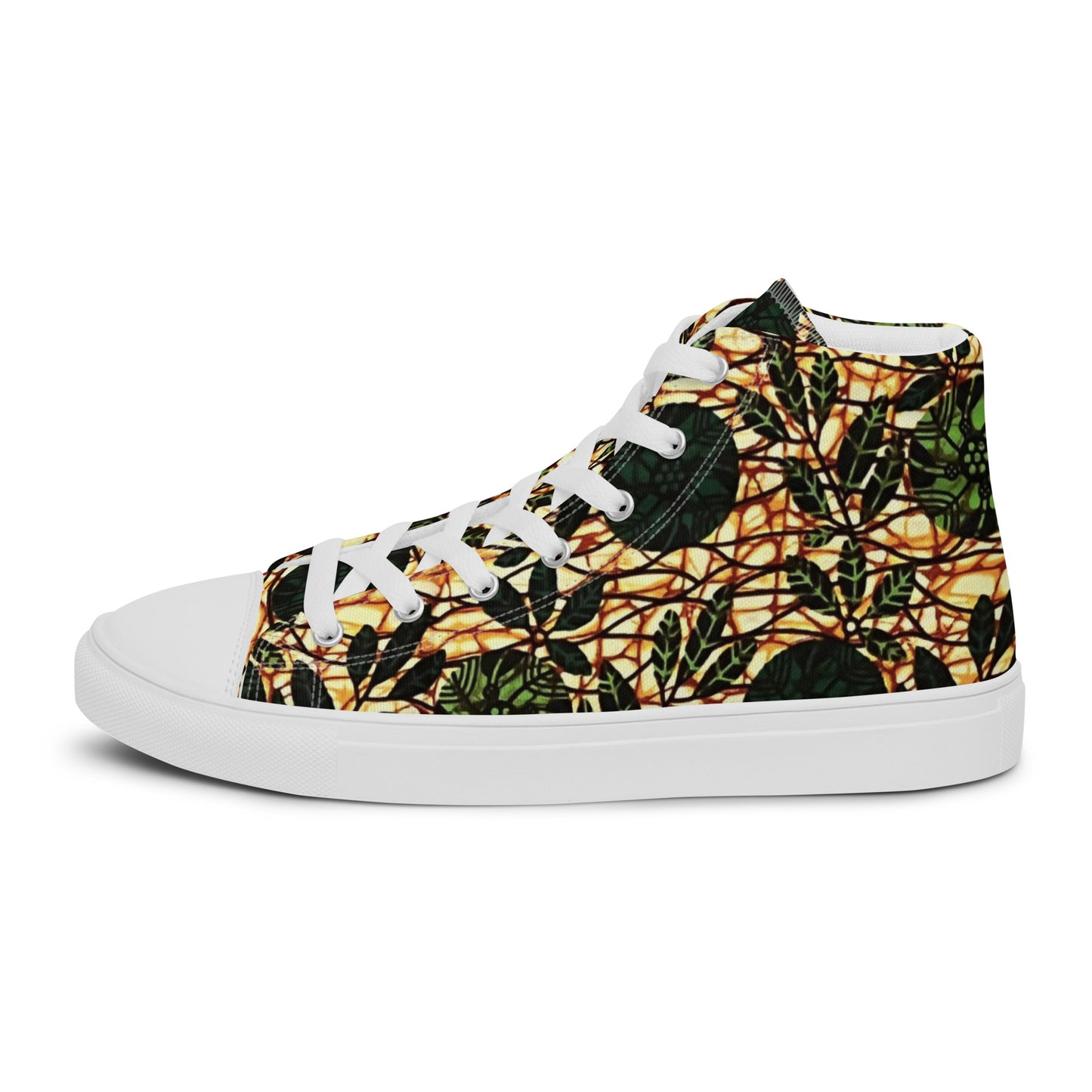 Green Leaf Wine Ankara Men’s high top canvas shoes