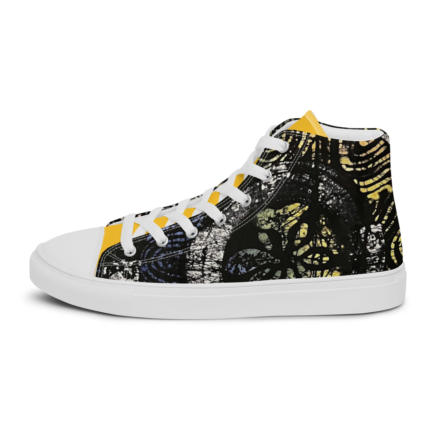 Circles And Swirls Indigo Adire Men’s High Top Canvas Shoes