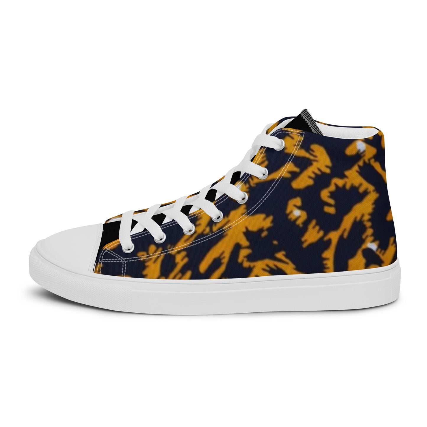 Yellow Leopard Ankara Men’s high top canvas shoes