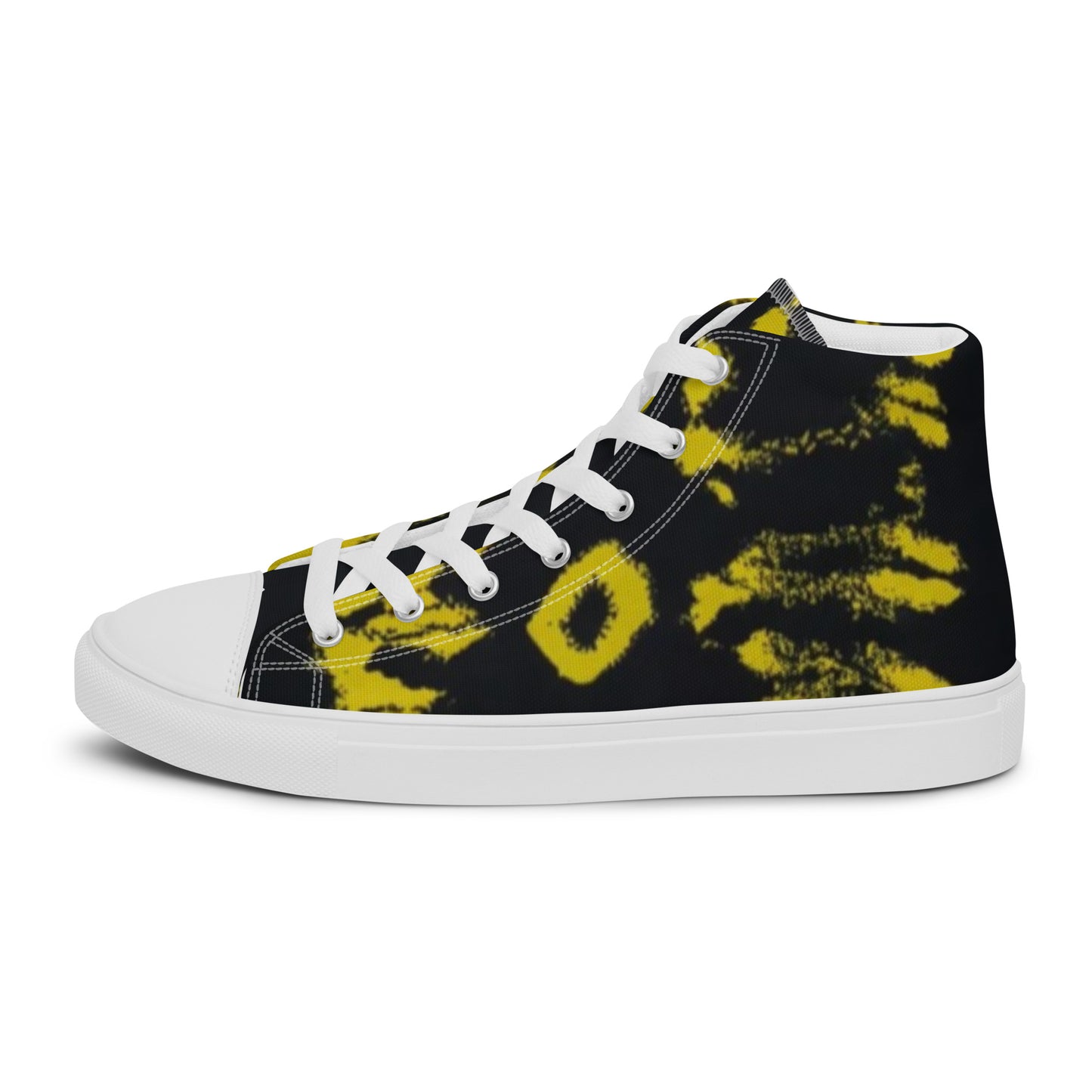 Yellow Adire Ankara Men’s high top canvas shoes