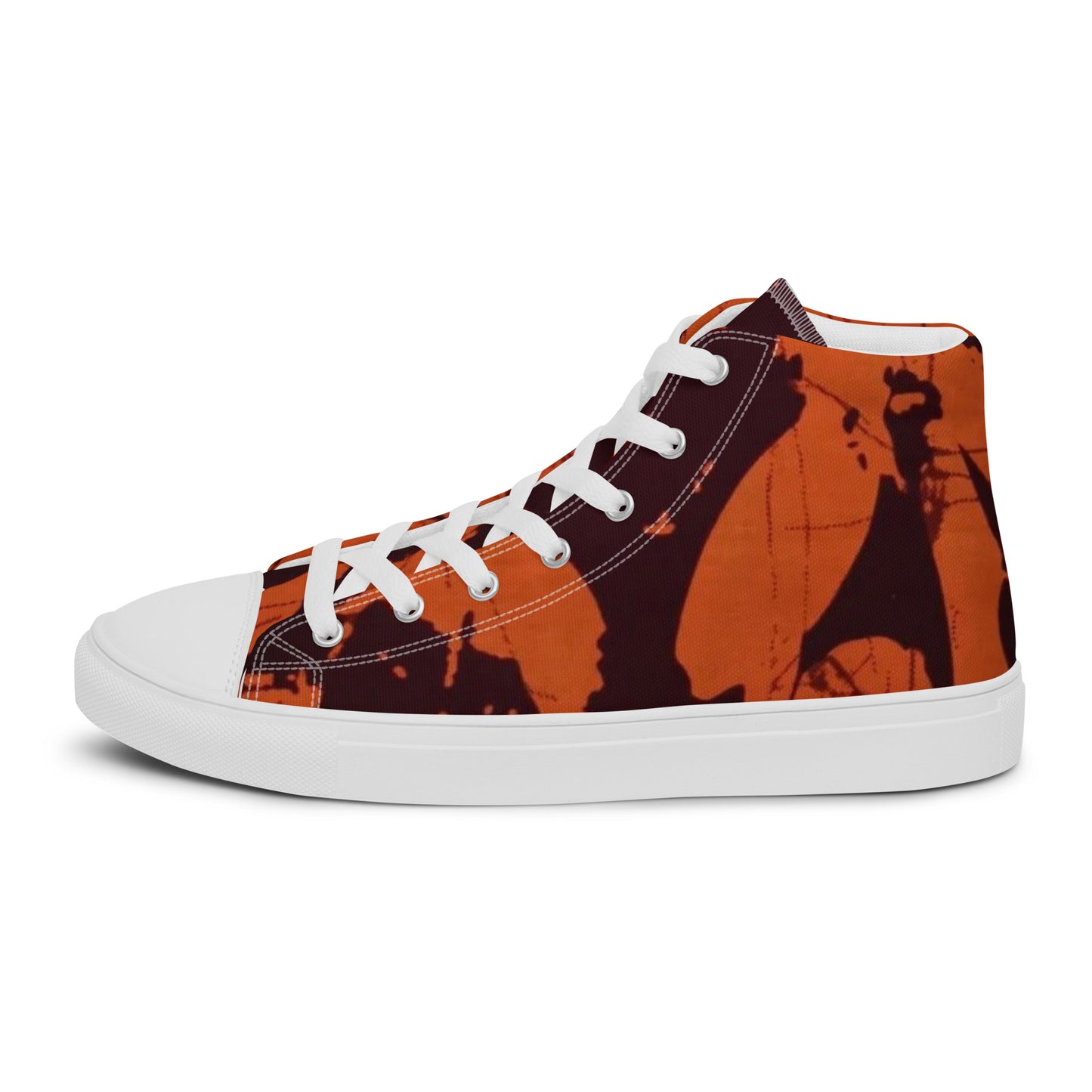 Orange Adire Men’s high top canvas shoes