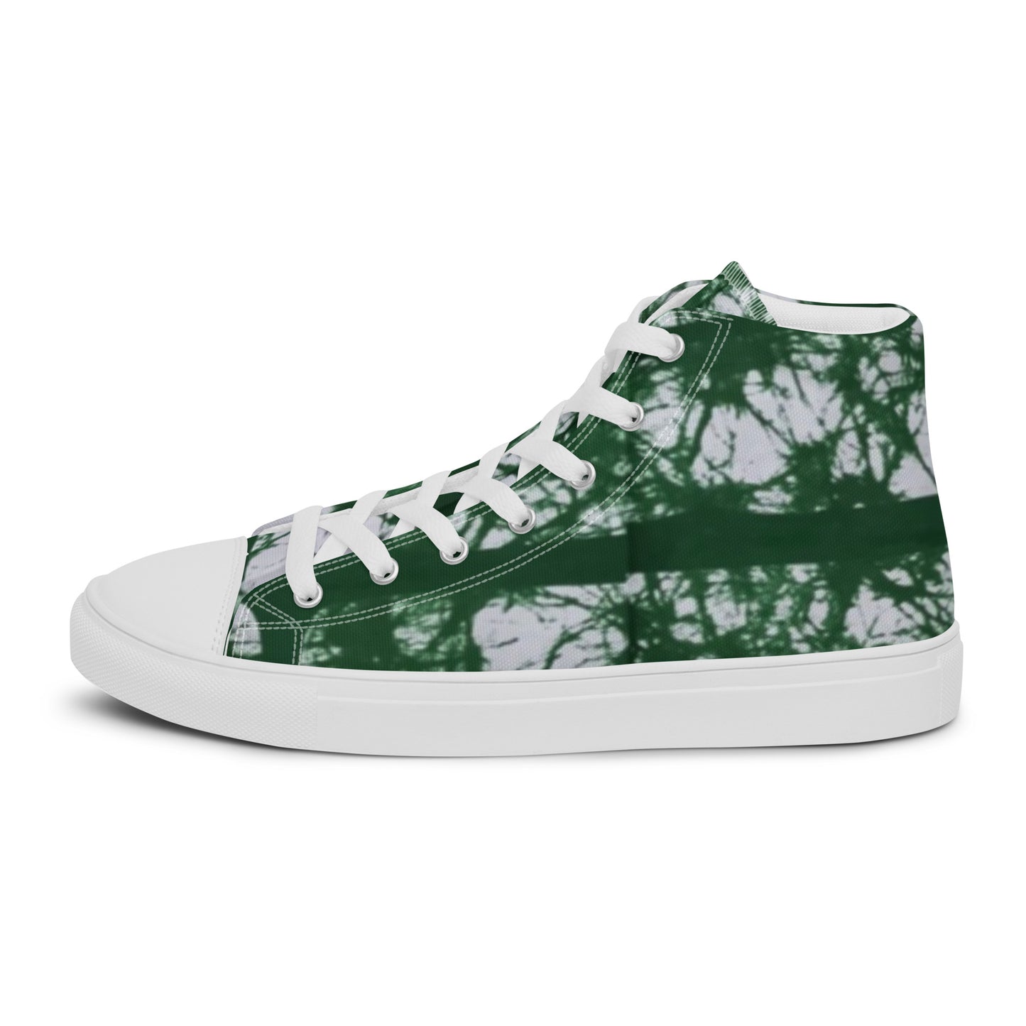 Green Adire Ankara Men’s high top canvas shoes