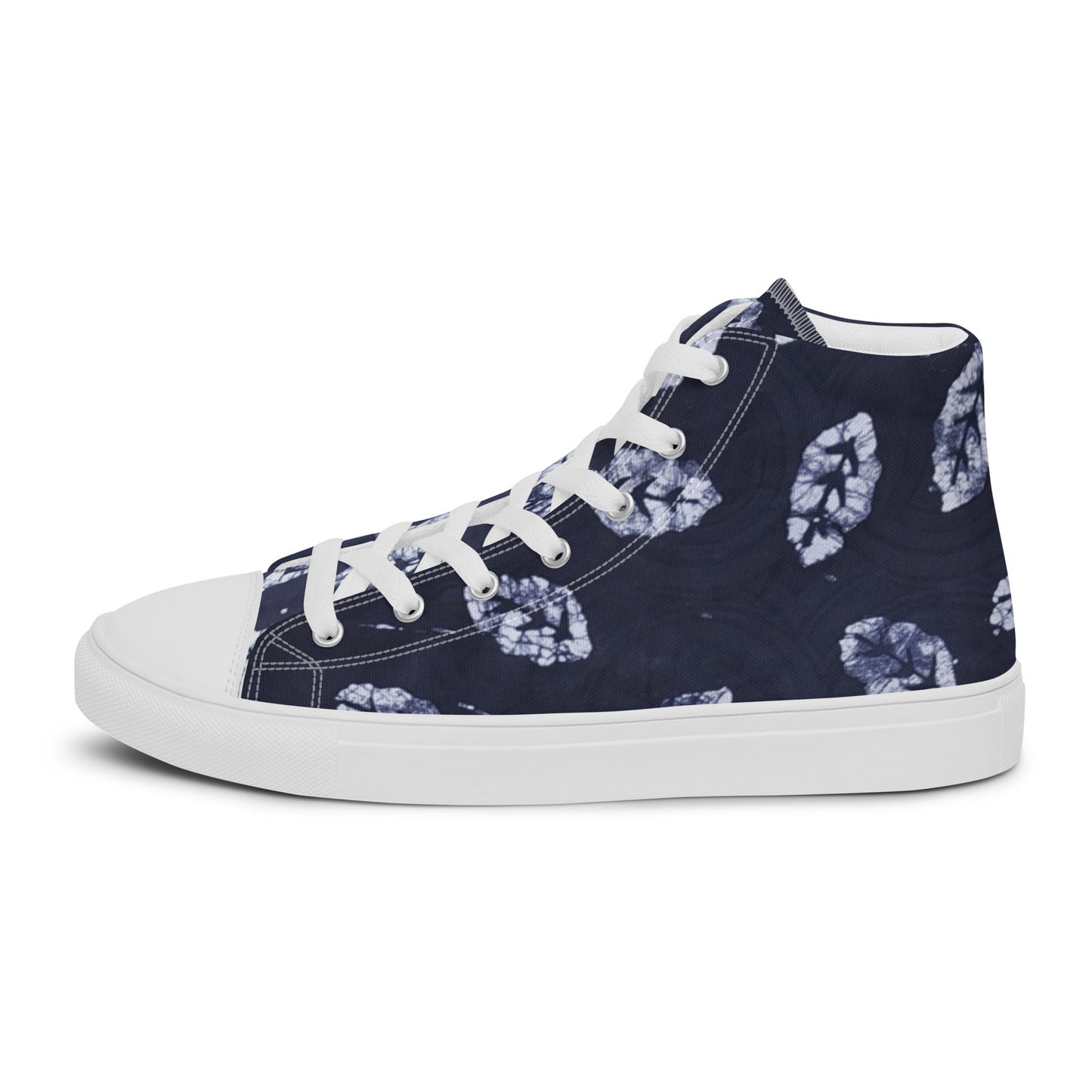 Indigo Leaf Men’s high top canvas shoes