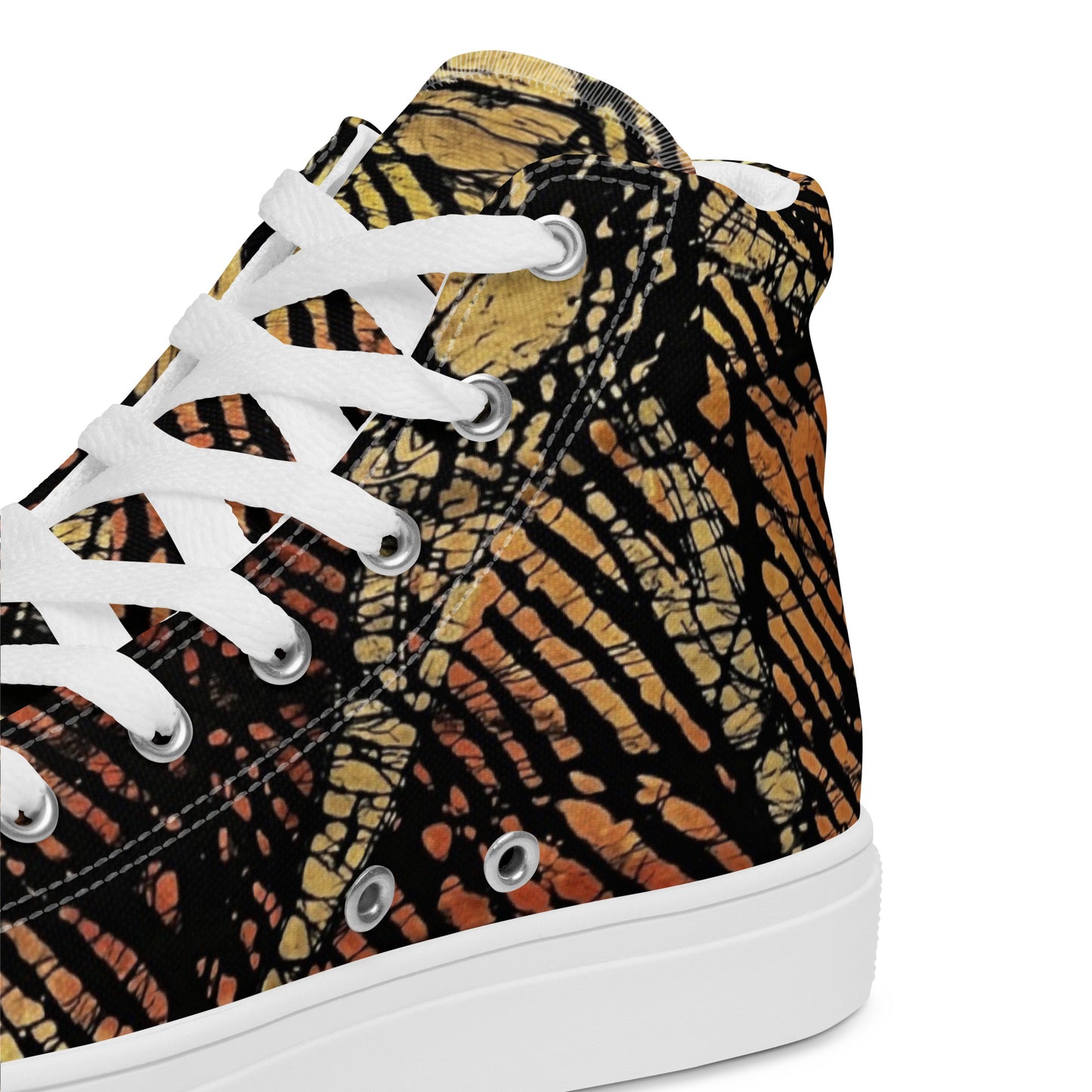 Yellow Orange Aztec Ankara Men’s high top canvas shoes