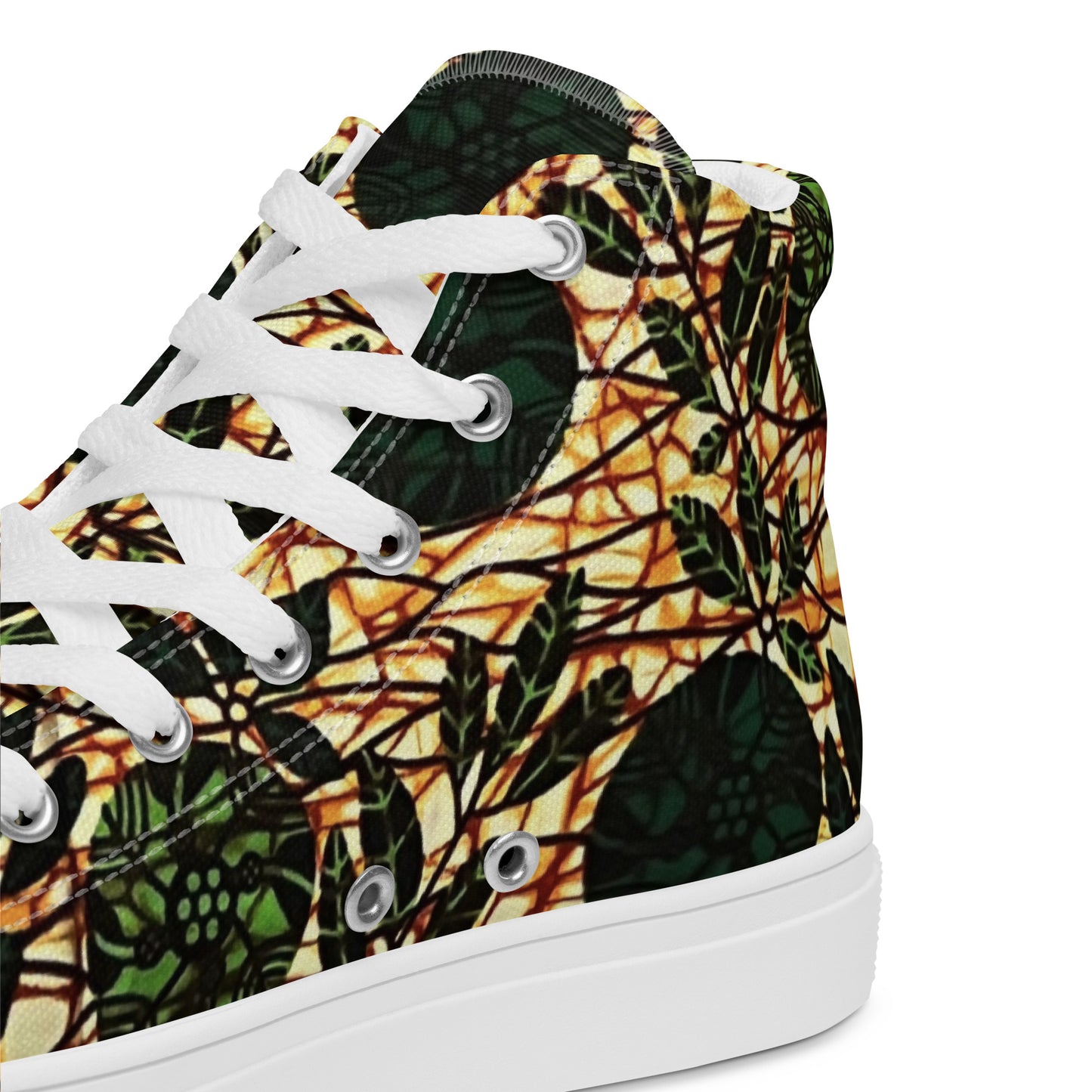 Green Leaf Wine Ankara Men’s high top canvas shoes