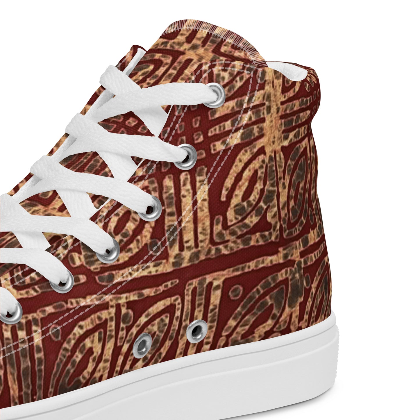 Copper And Gold Adire Men’s High Top Canvas Shoes