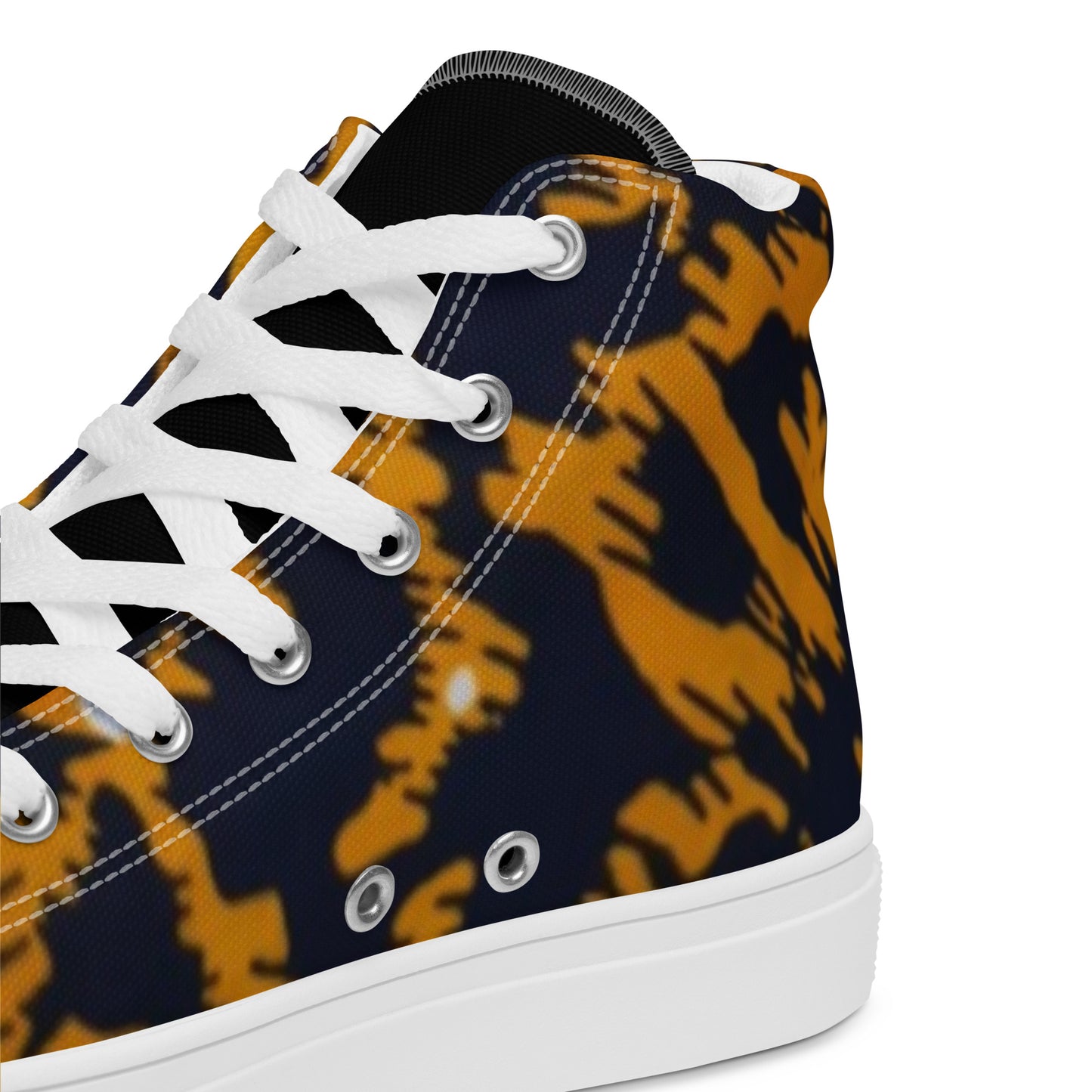 Yellow Leopard Ankara Men’s high top canvas shoes