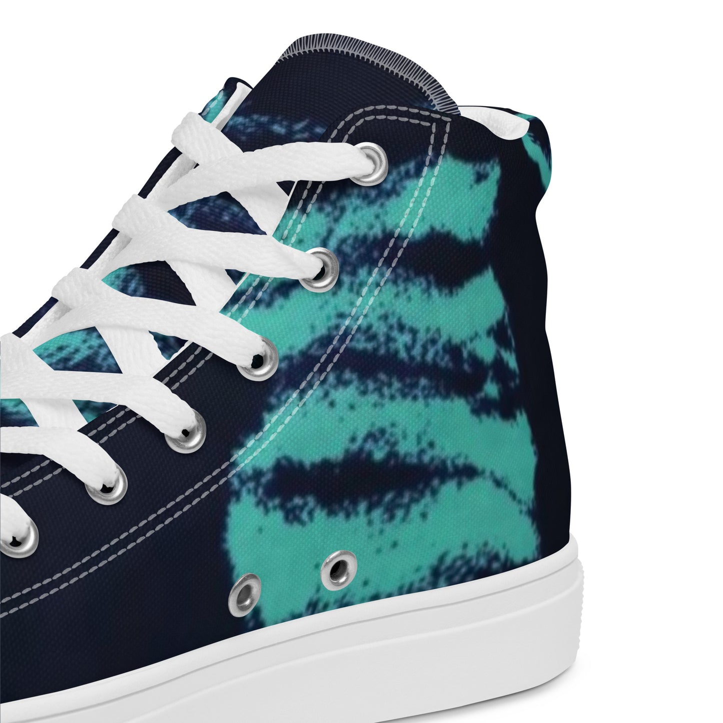 Turquoise Adire Ankara Men’s high top canvas shoes