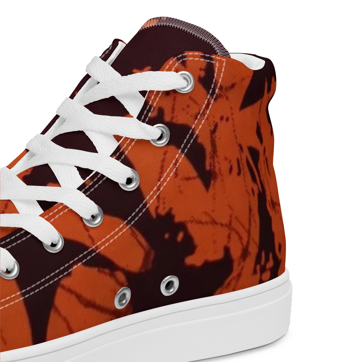 Orange Adire Men’s high top canvas shoes