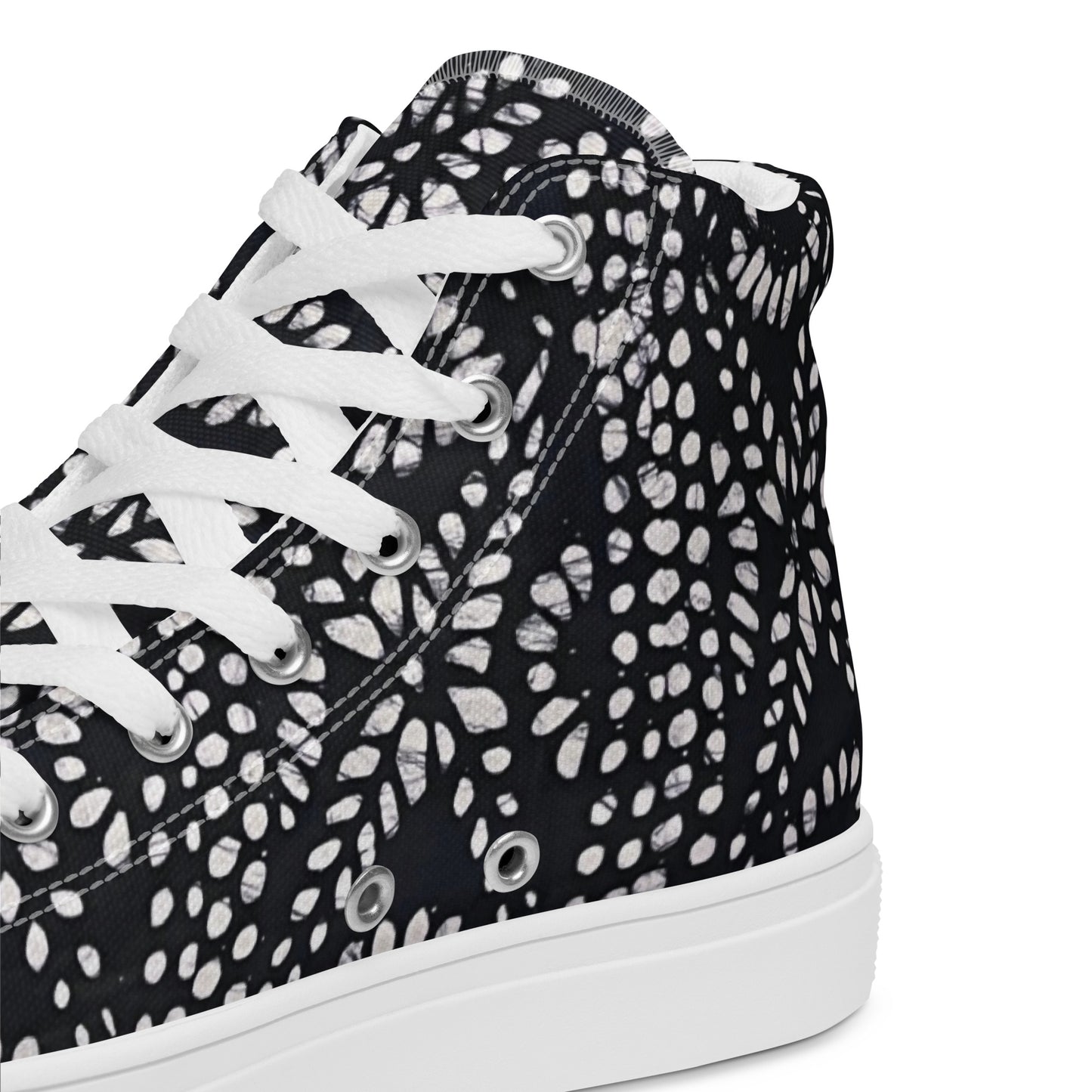 Black & White Abstract Aztec Adire Men’s high top canvas shoes