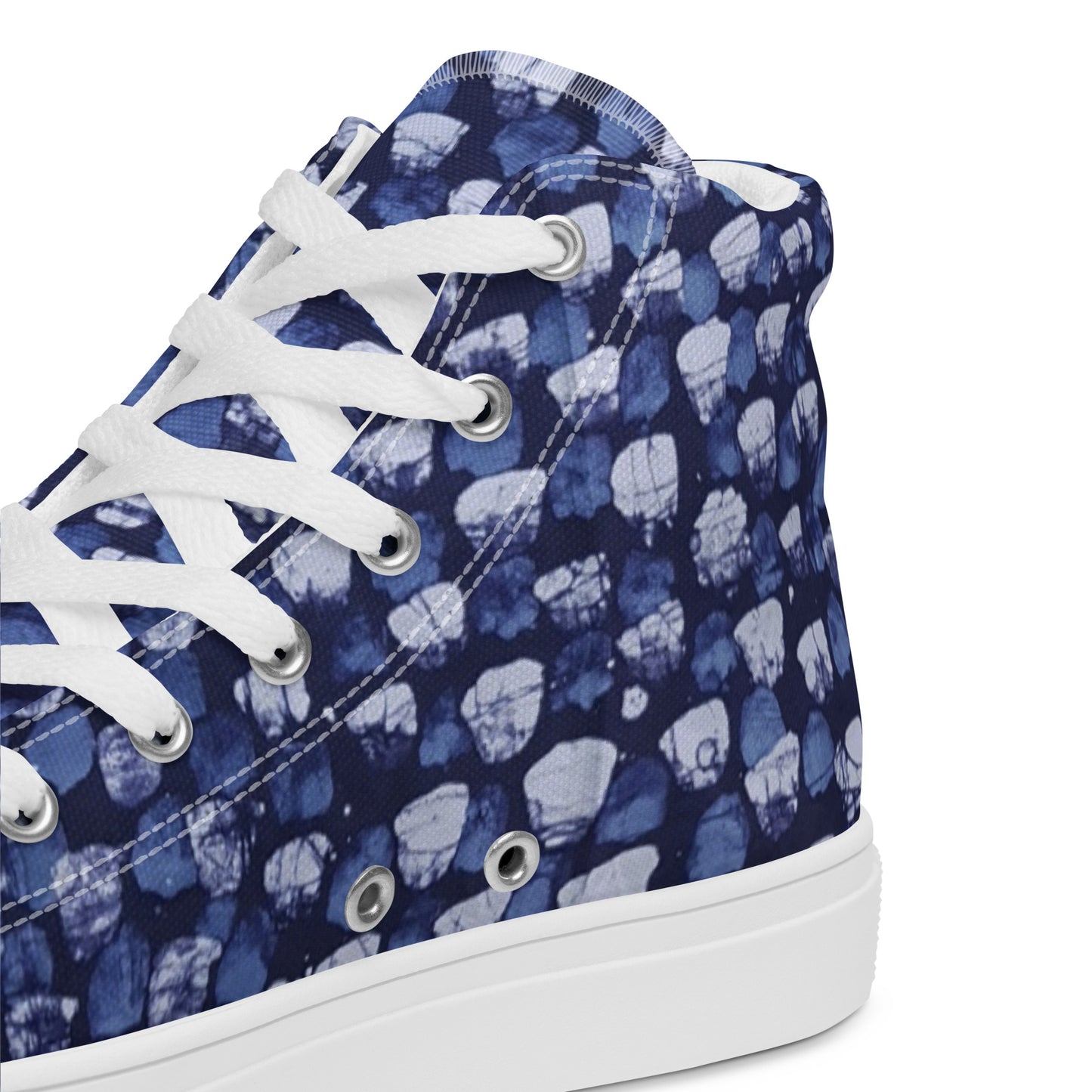 Blue Dotted Men’s high top canvas shoes