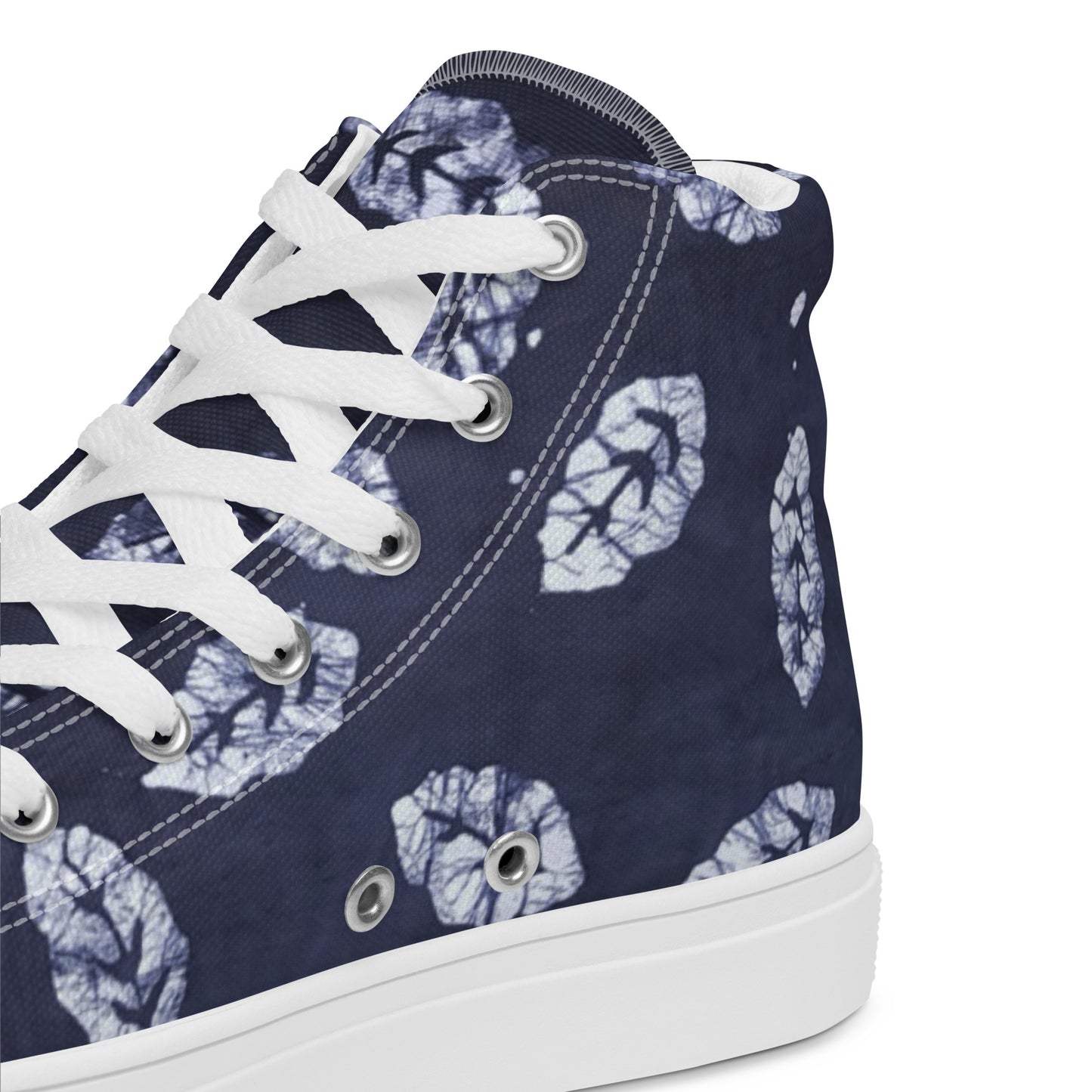 Indigo Leaf Men’s high top canvas shoes