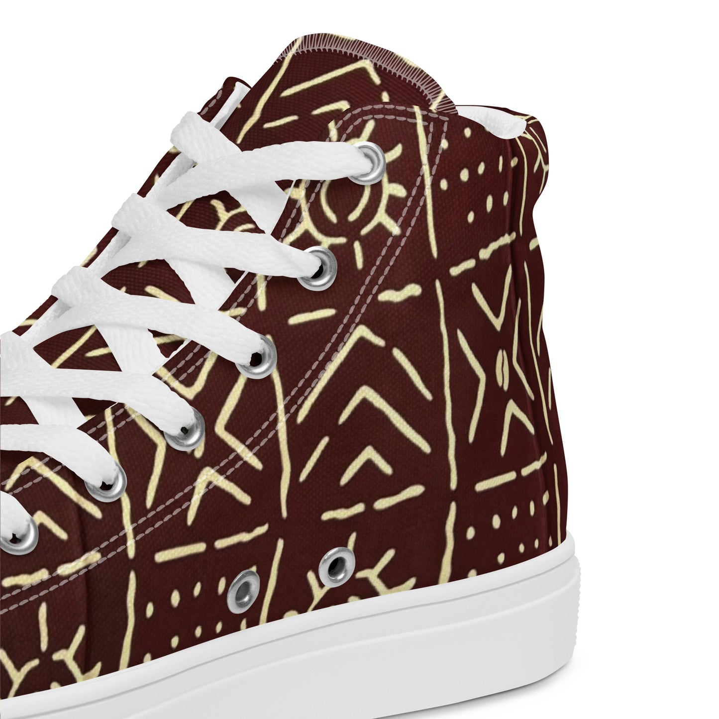 Brown African Print Men’s high top canvas shoes