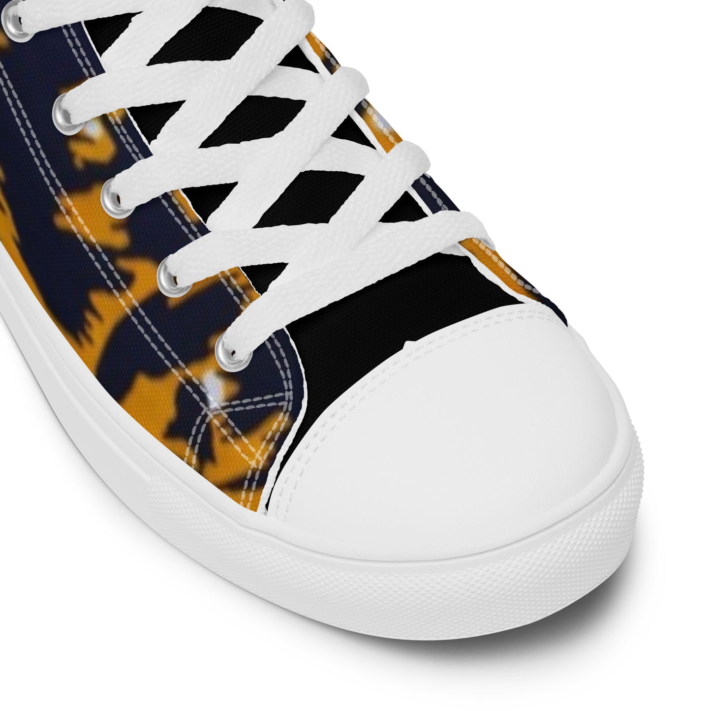 Yellow Leopard Ankara Men’s high top canvas shoes