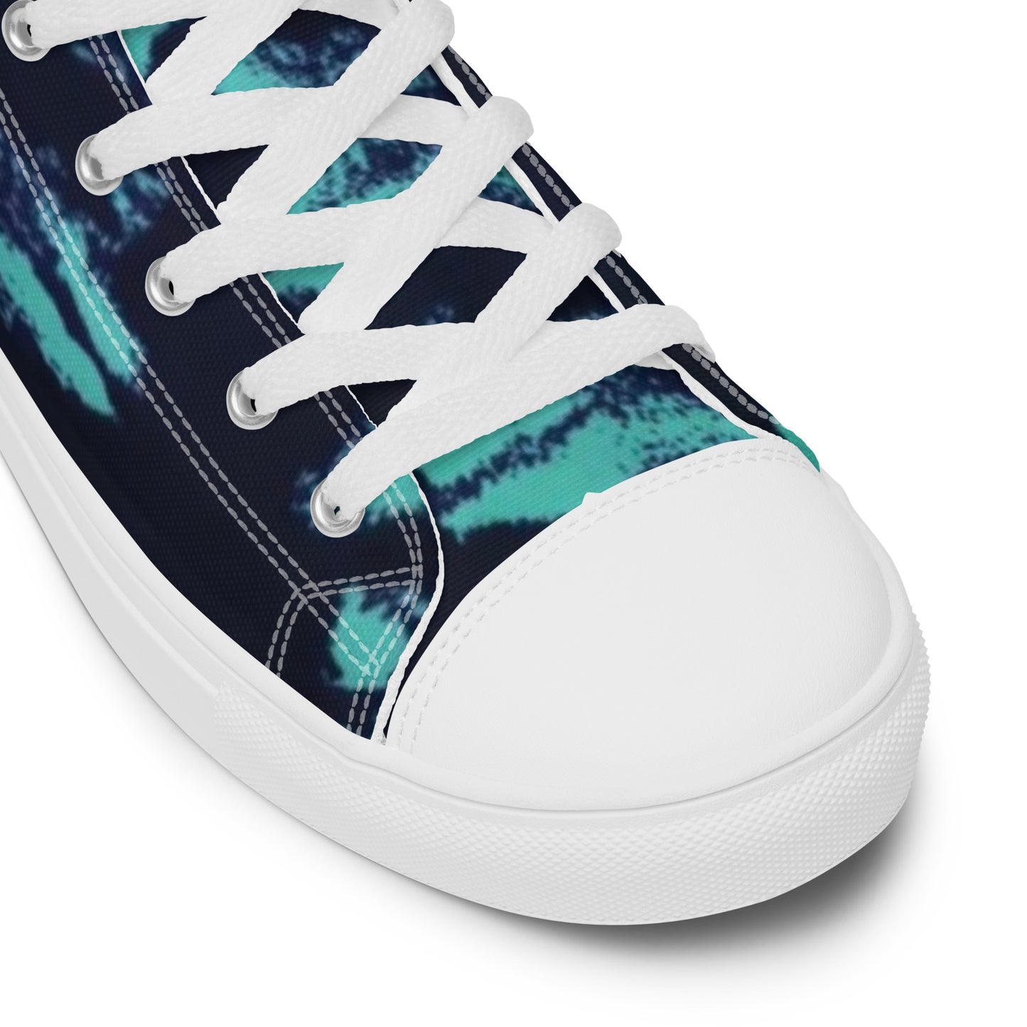 Turquoise Adire Ankara Men’s high top canvas shoes