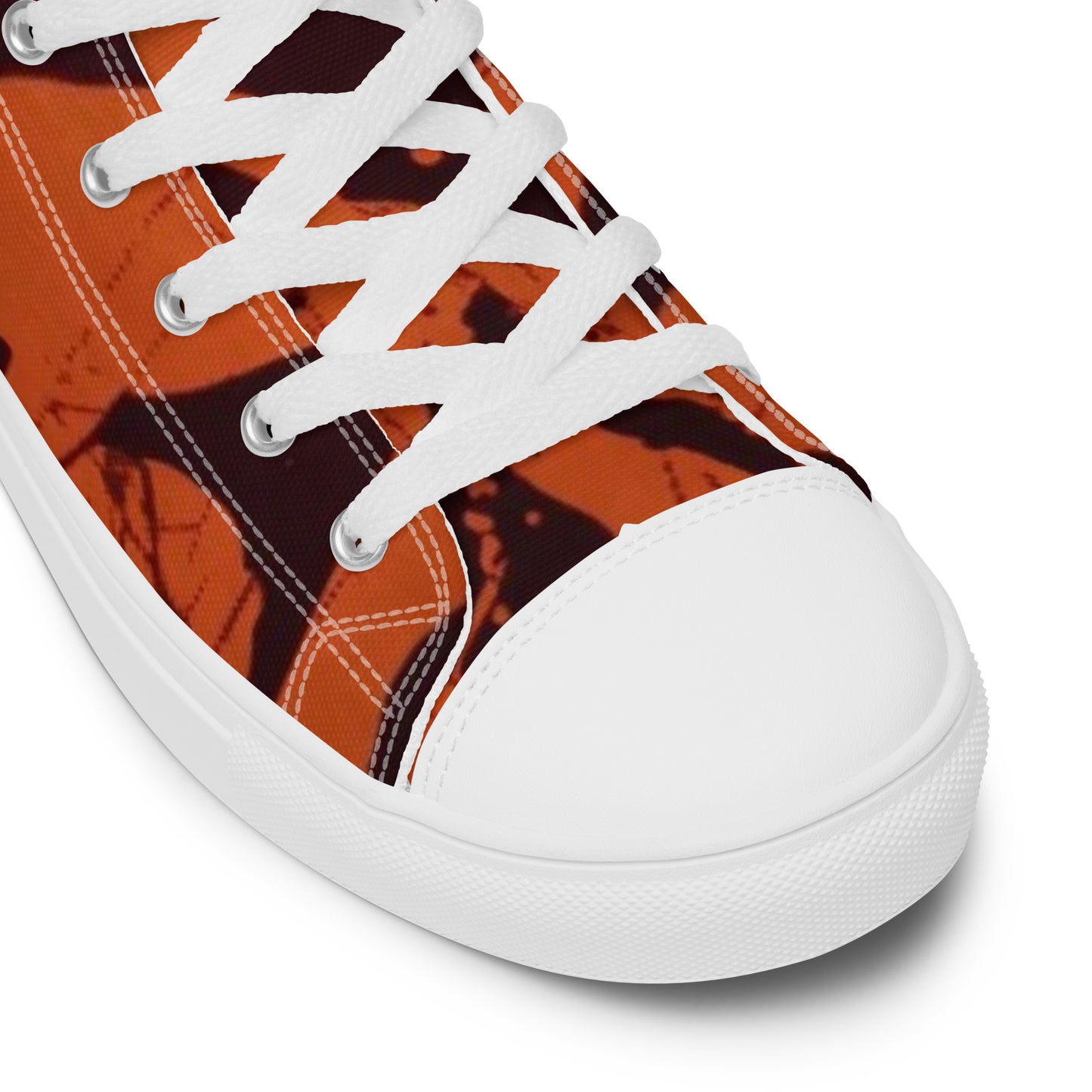 Orange Adire Men’s high top canvas shoes