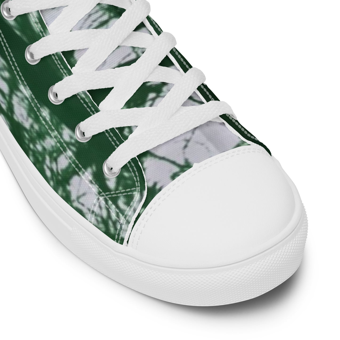 Green Adire Ankara Men’s high top canvas shoes