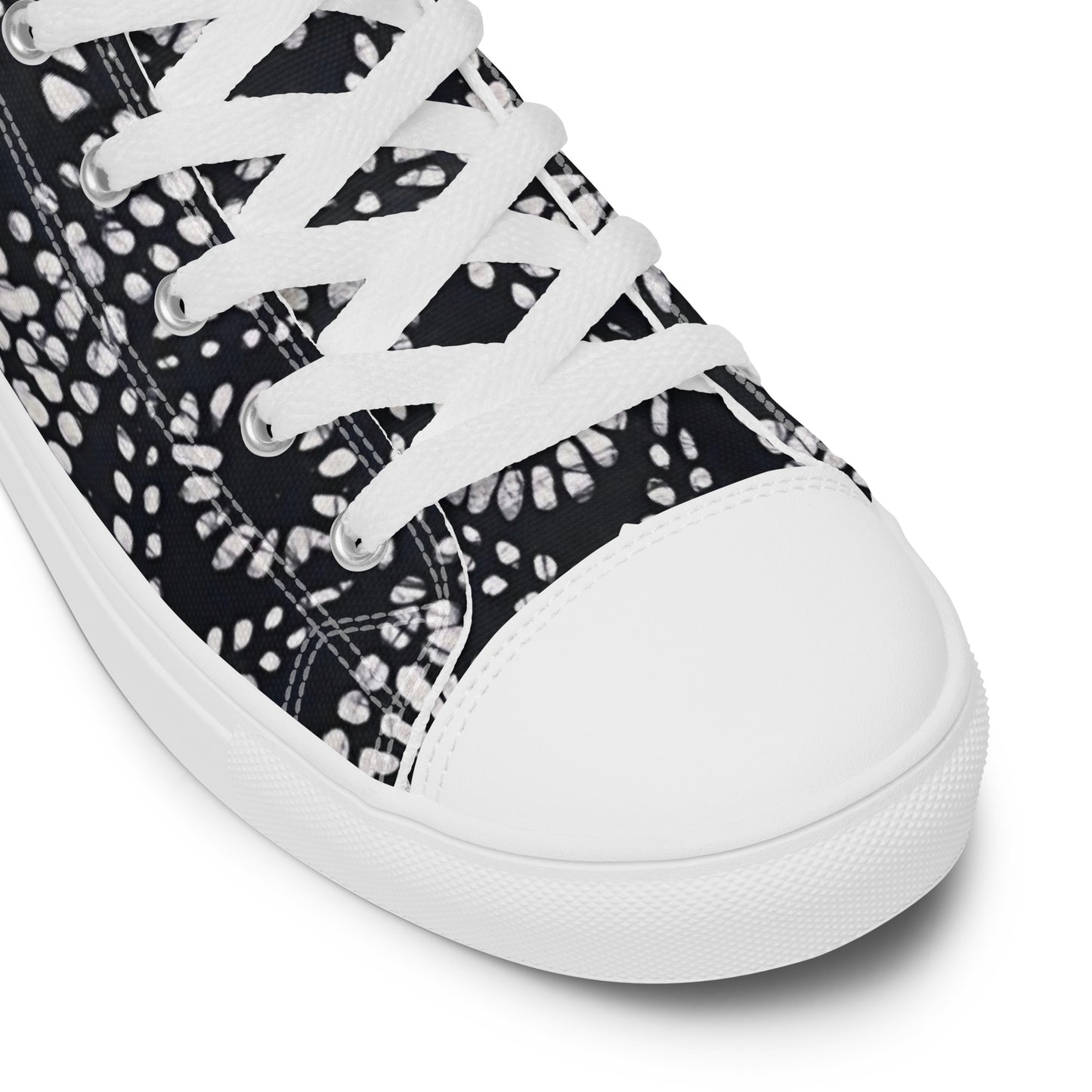 Black & White Abstract Aztec Adire Men’s high top canvas shoes