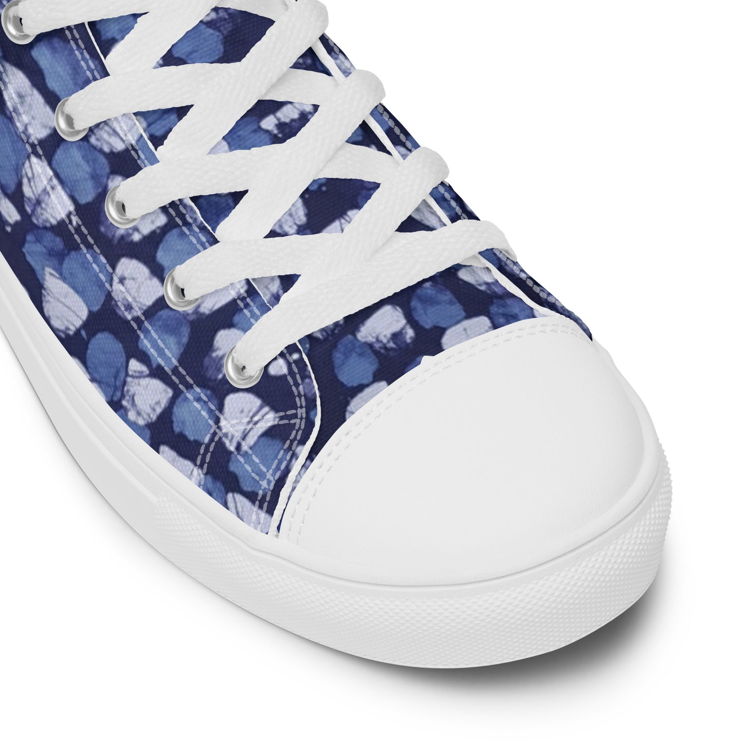 Blue Dotted Men’s high top canvas shoes