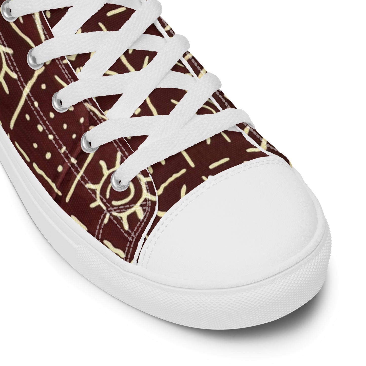 Brown African Print Men’s high top canvas shoes