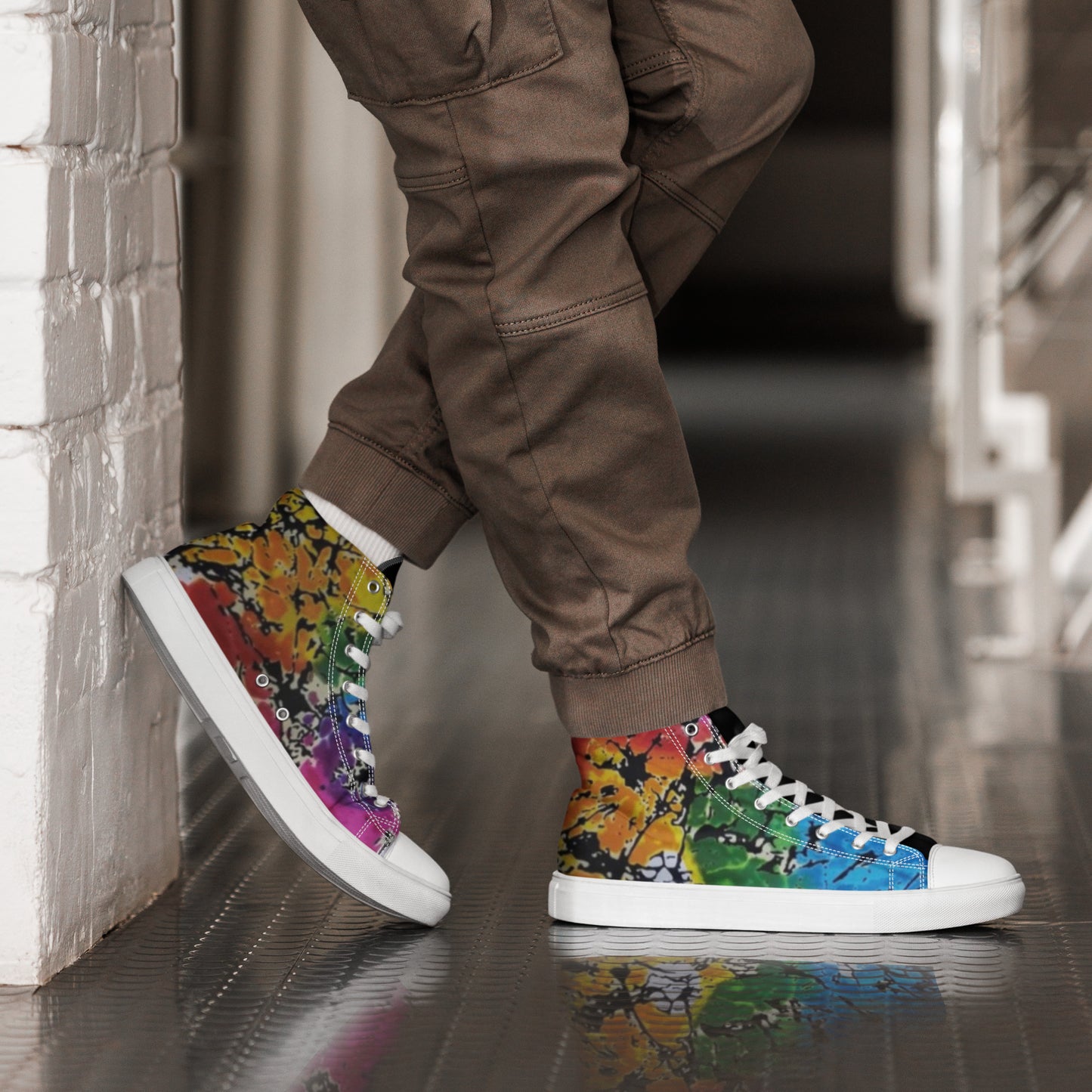 Multicolour Adire Ankara Men’s high top canvas shoes