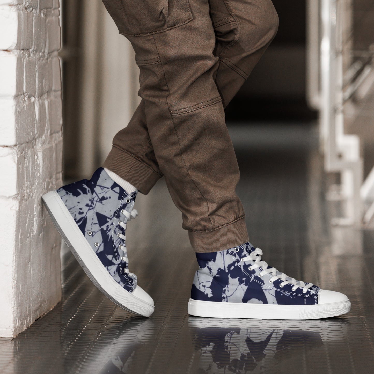 Indigo Adire Men’s high top canvas shoes