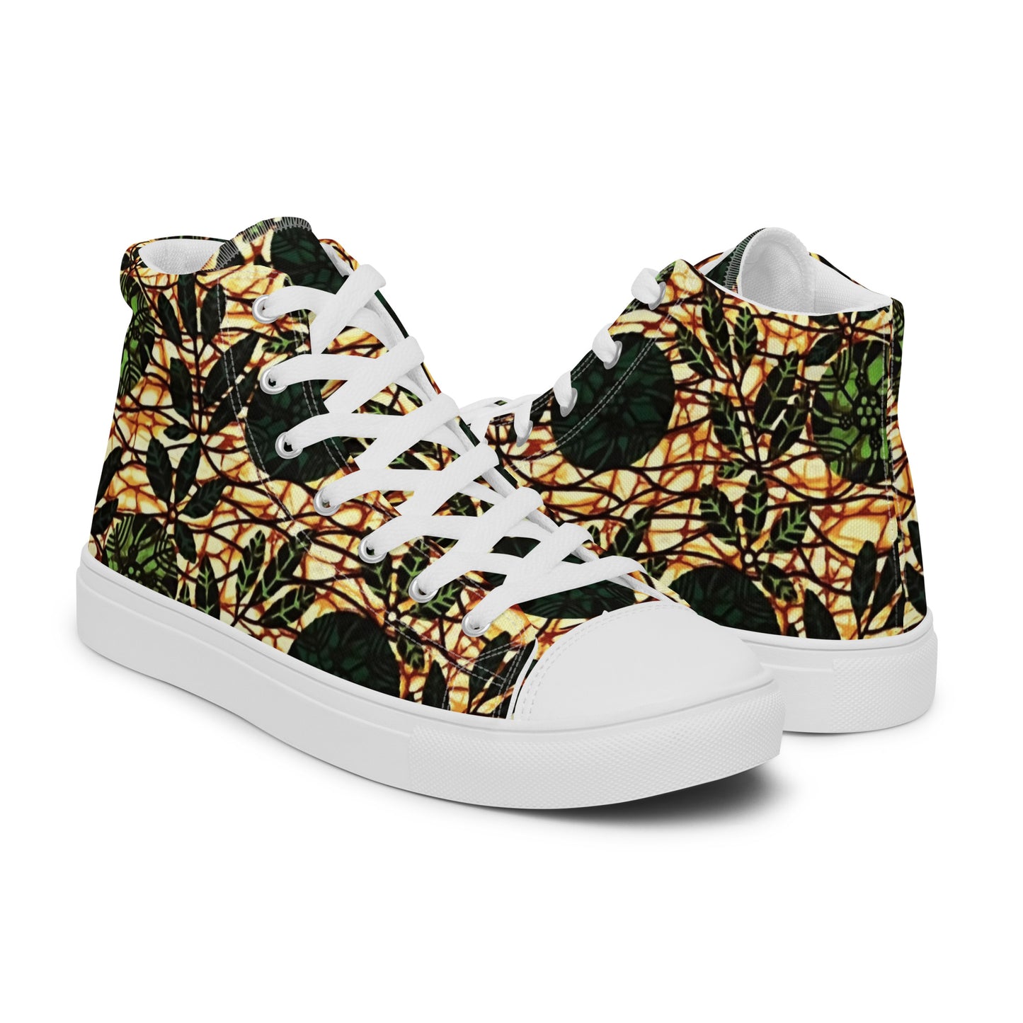 Green Leaf Wine Ankara Men’s high top canvas shoes