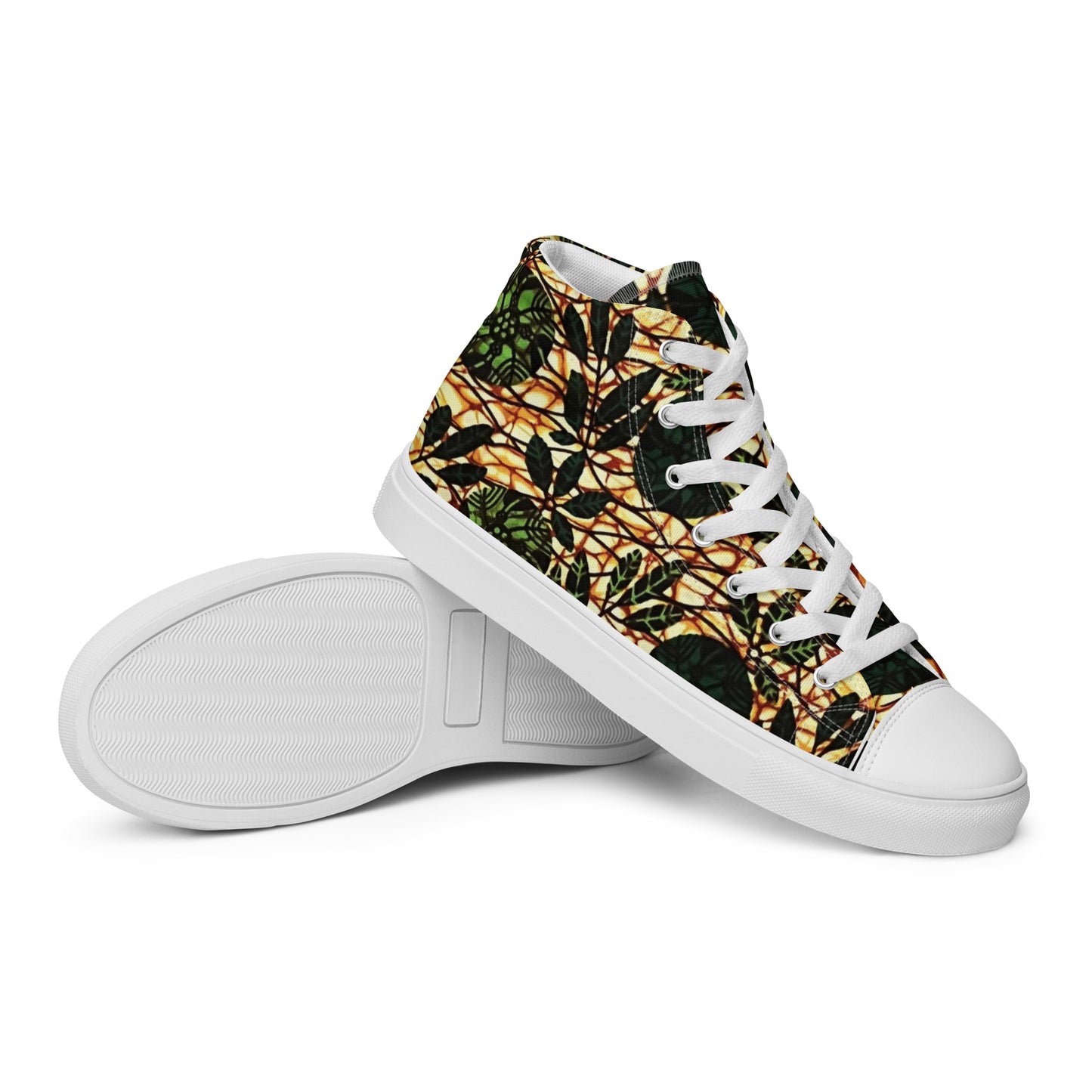 Green Leaf Wine Ankara Men’s high top canvas shoes