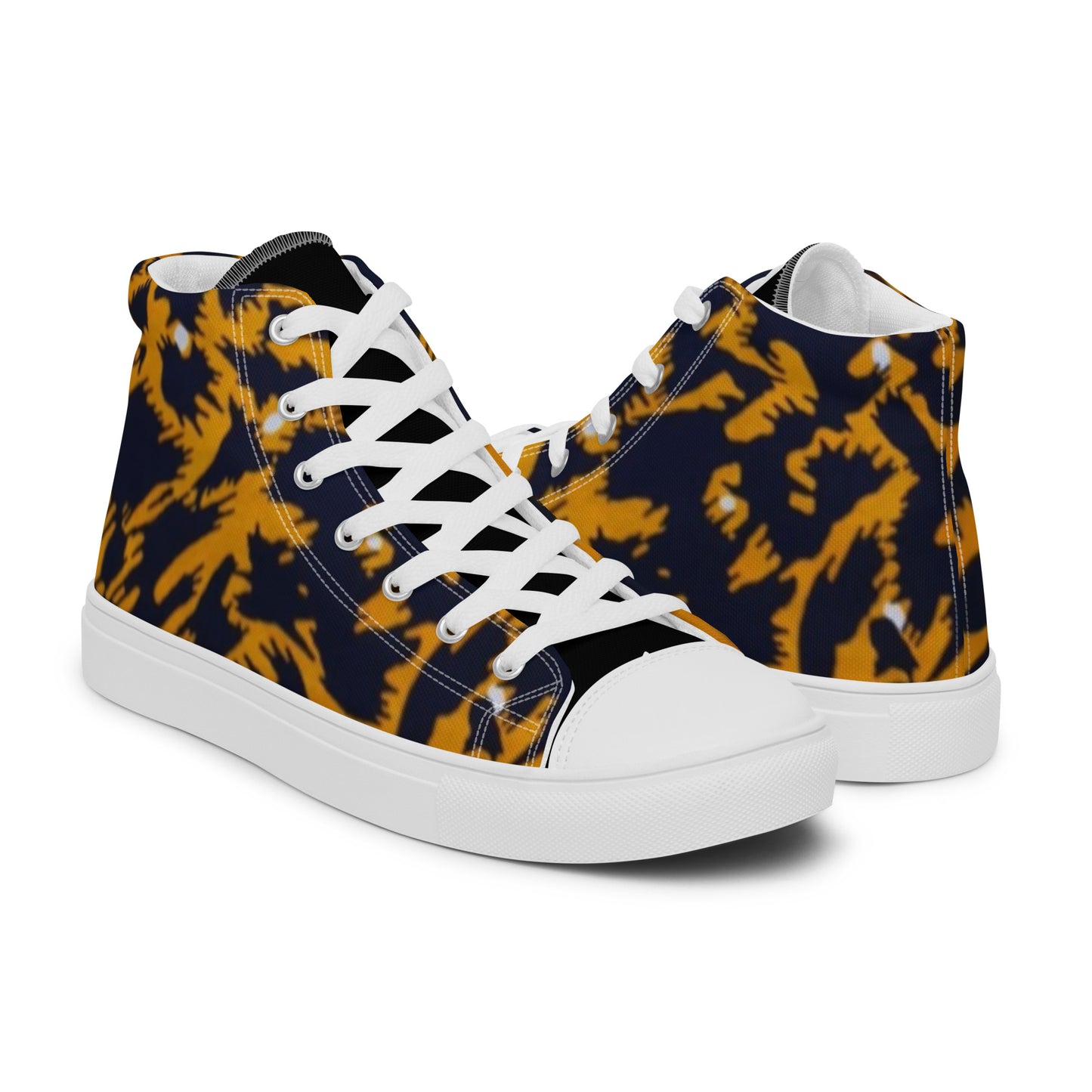 Yellow Leopard Ankara Men’s high top canvas shoes