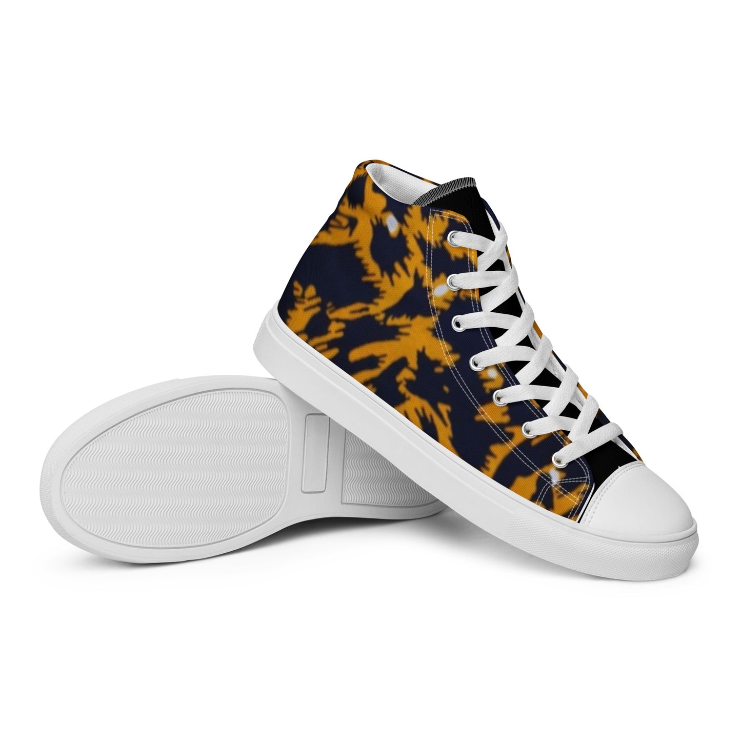 Yellow Leopard Ankara Men’s high top canvas shoes