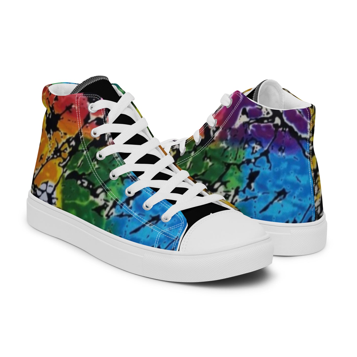 Multicolour Adire Ankara Men’s high top canvas shoes