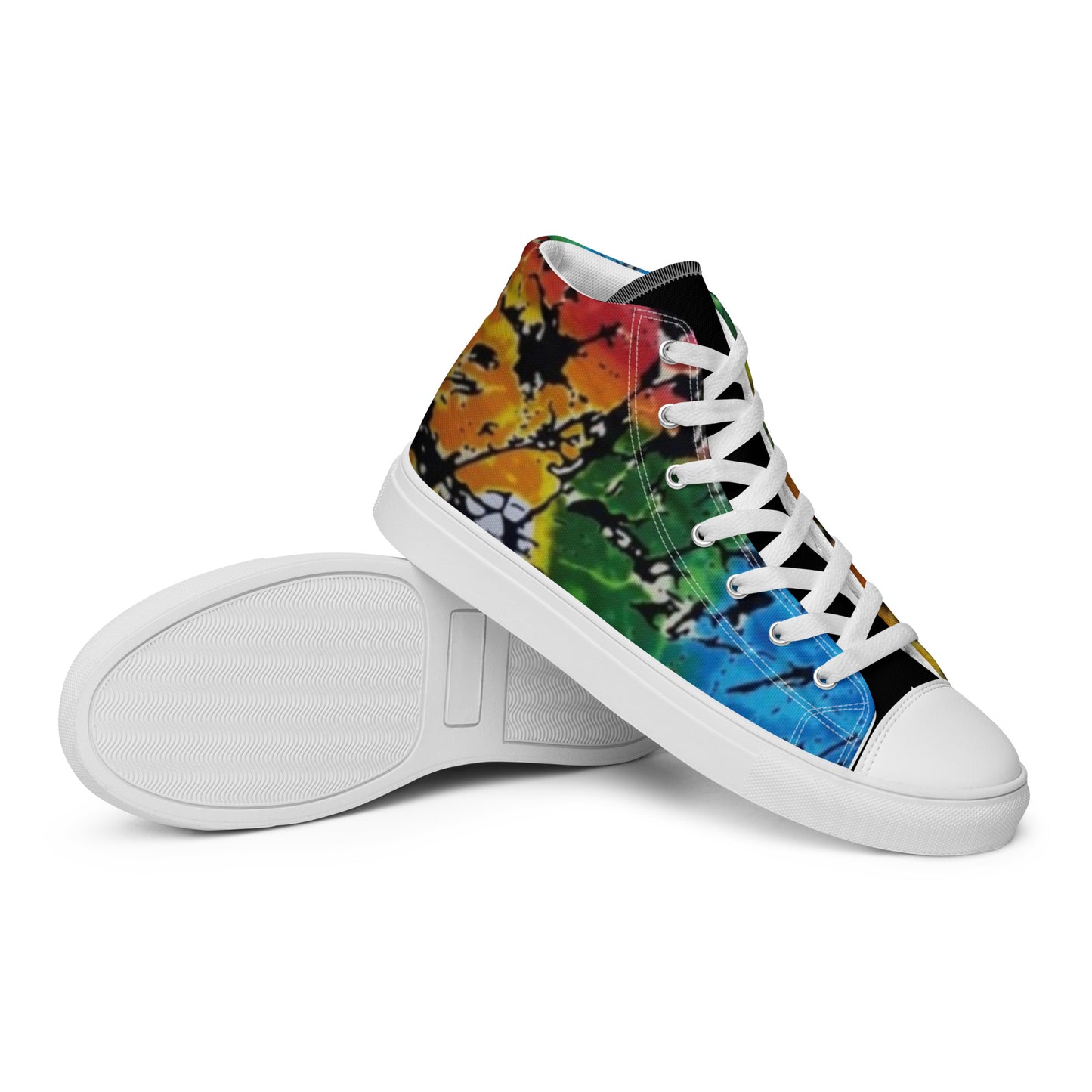 Multicolour Adire Ankara Men’s high top canvas shoes