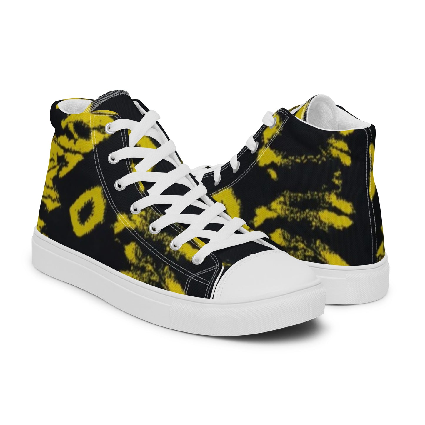 Yellow Adire Ankara Men’s high top canvas shoes