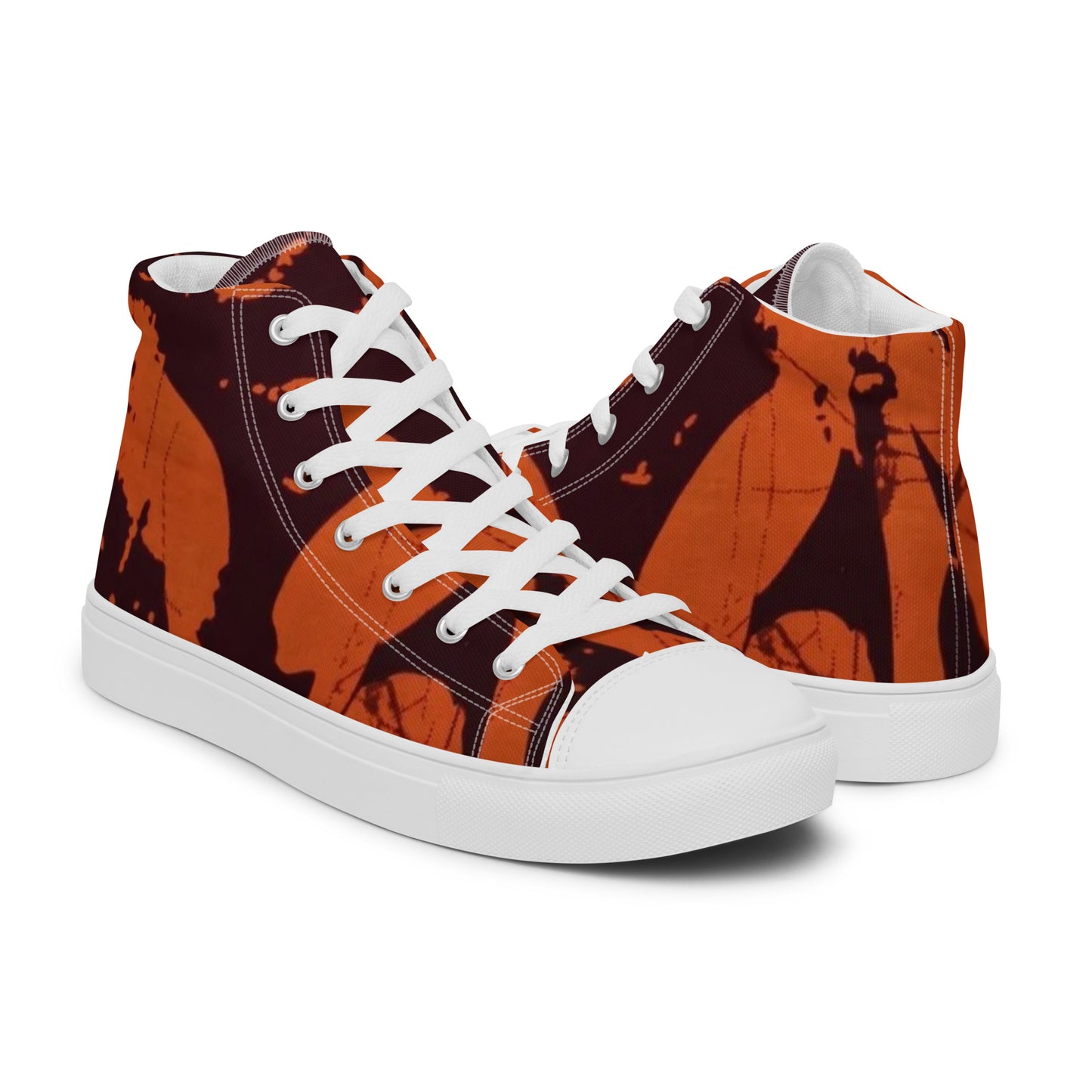 Orange Adire Men’s high top canvas shoes