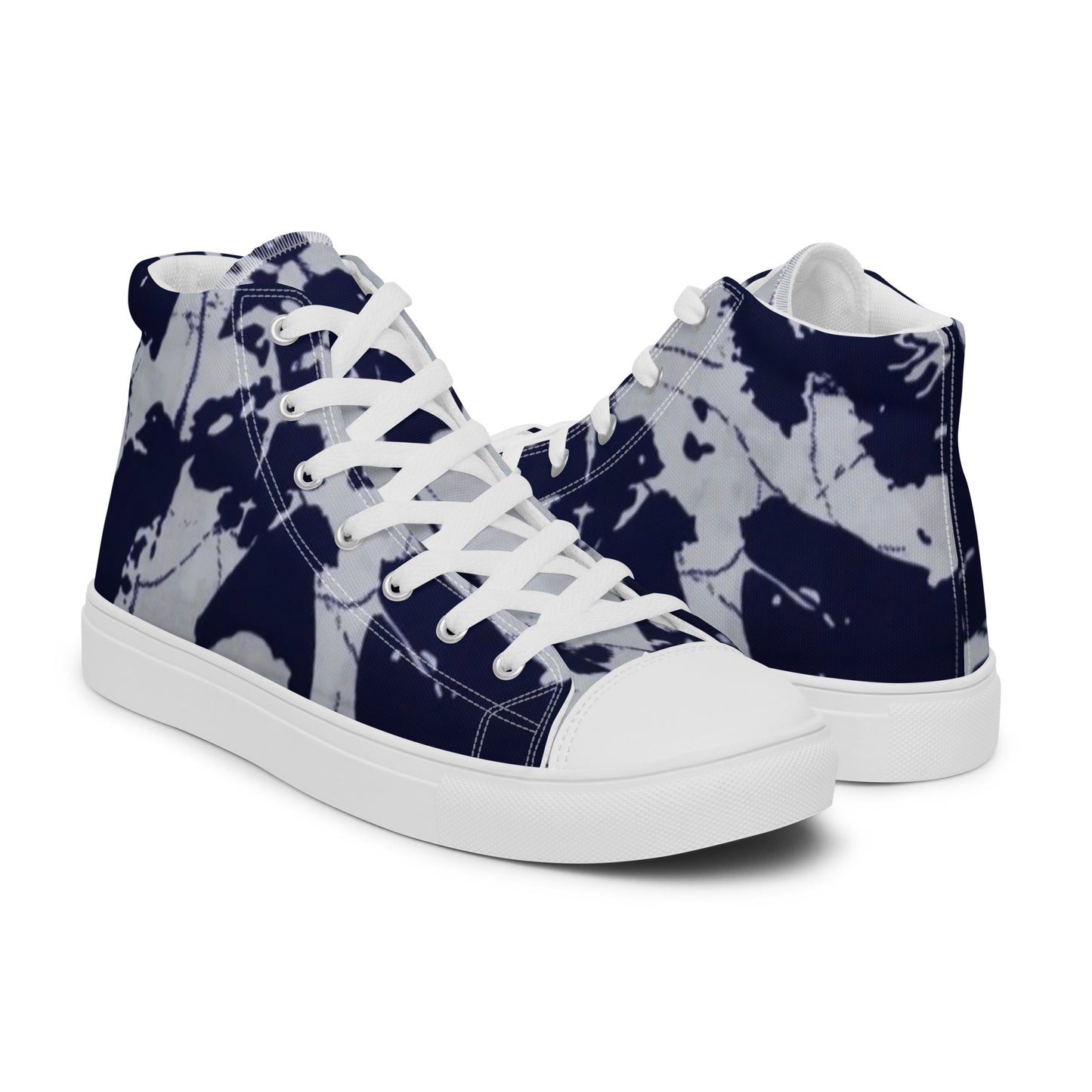 Indigo Adire Men’s high top canvas shoes