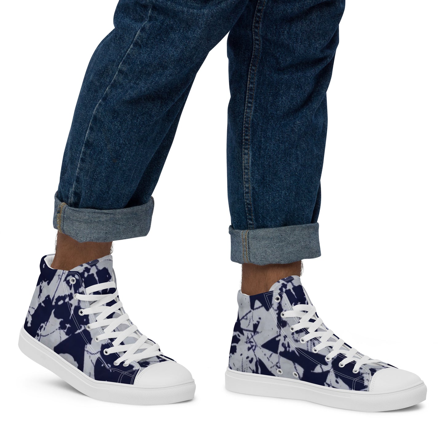 Indigo Adire Men’s high top canvas shoes